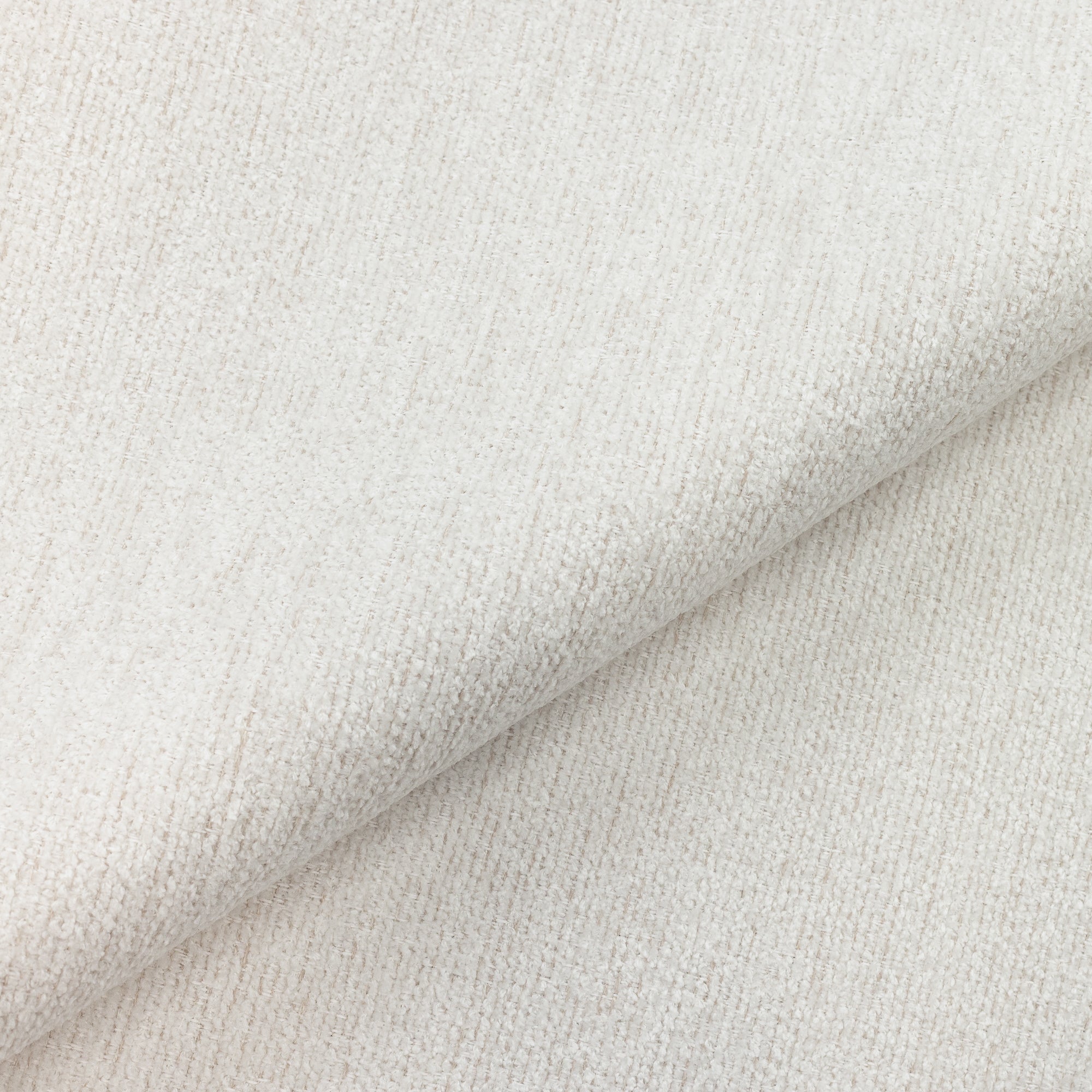 Close shot texture image of Soft oyster white woven outdoor safe fabric with subtle texture - Comfort Oyster by Elaine Smith