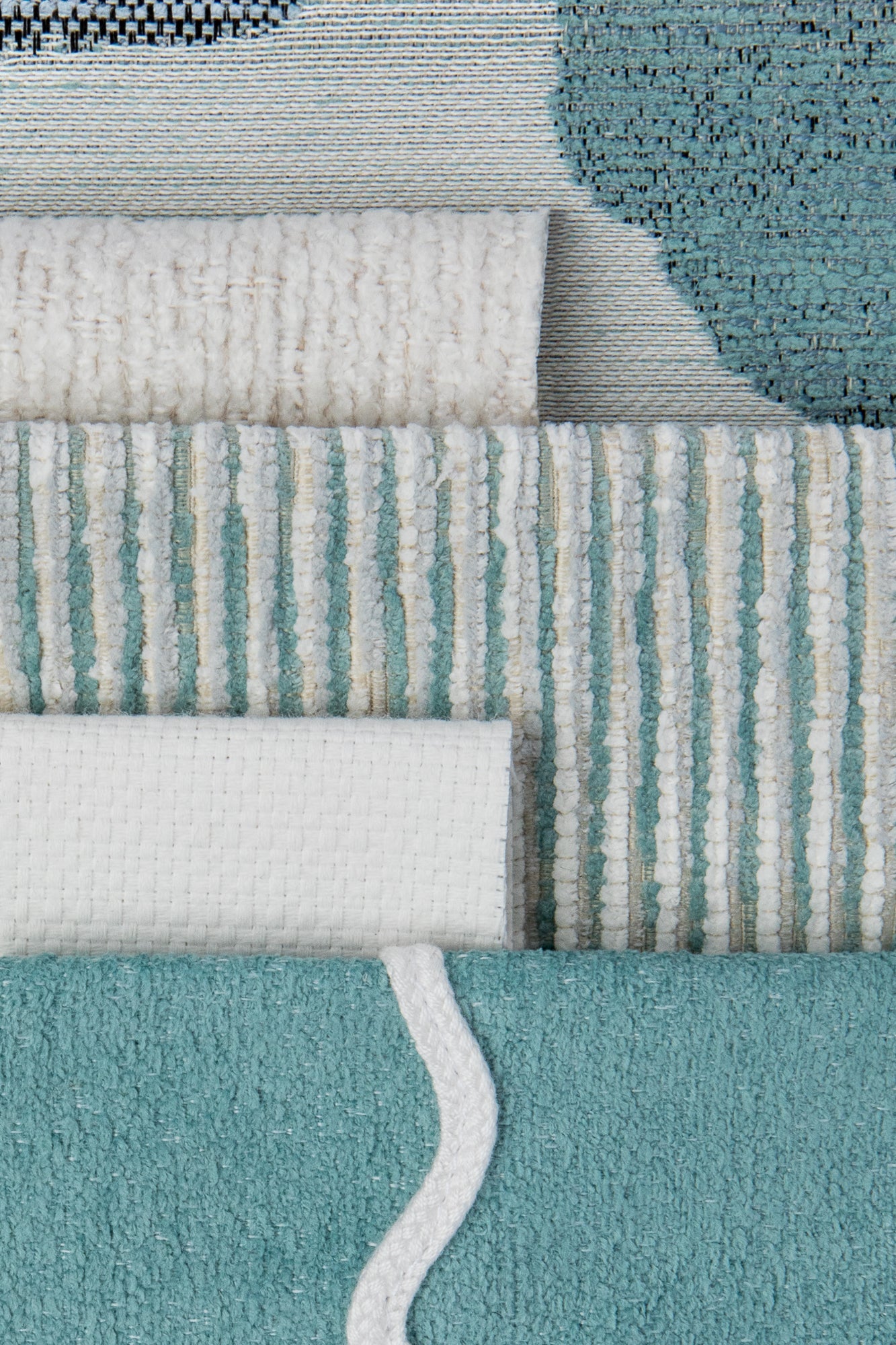 Coordinating fabrics to Bright chalk white outdoor safe woven textile with fine weave