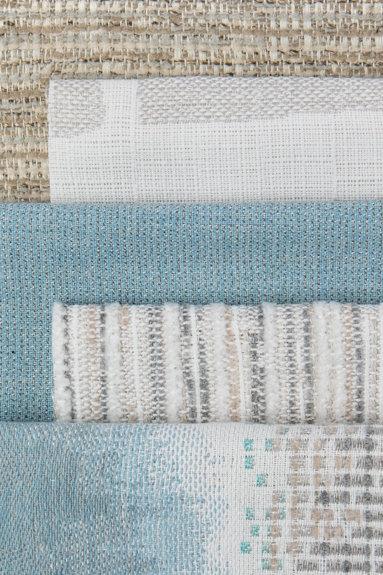 Coordinating fabrics to Outdoor safe performance fabric with tonal abstract pattern in alabaster white - Noble Alabaster by Elaine Smith