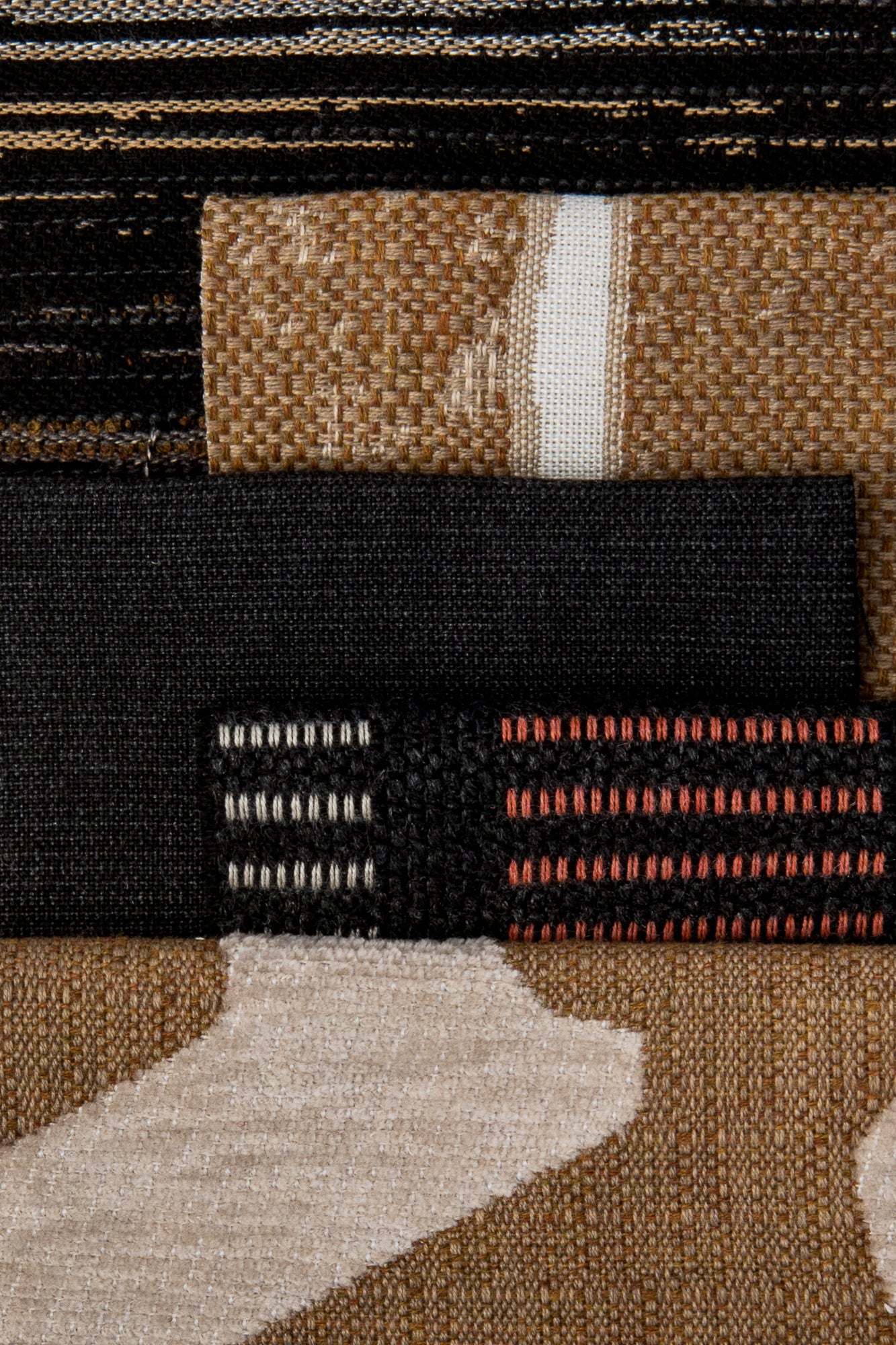 Coordinating fabrics to Outdoor safe woven fabric with caramel abstract angular shapes