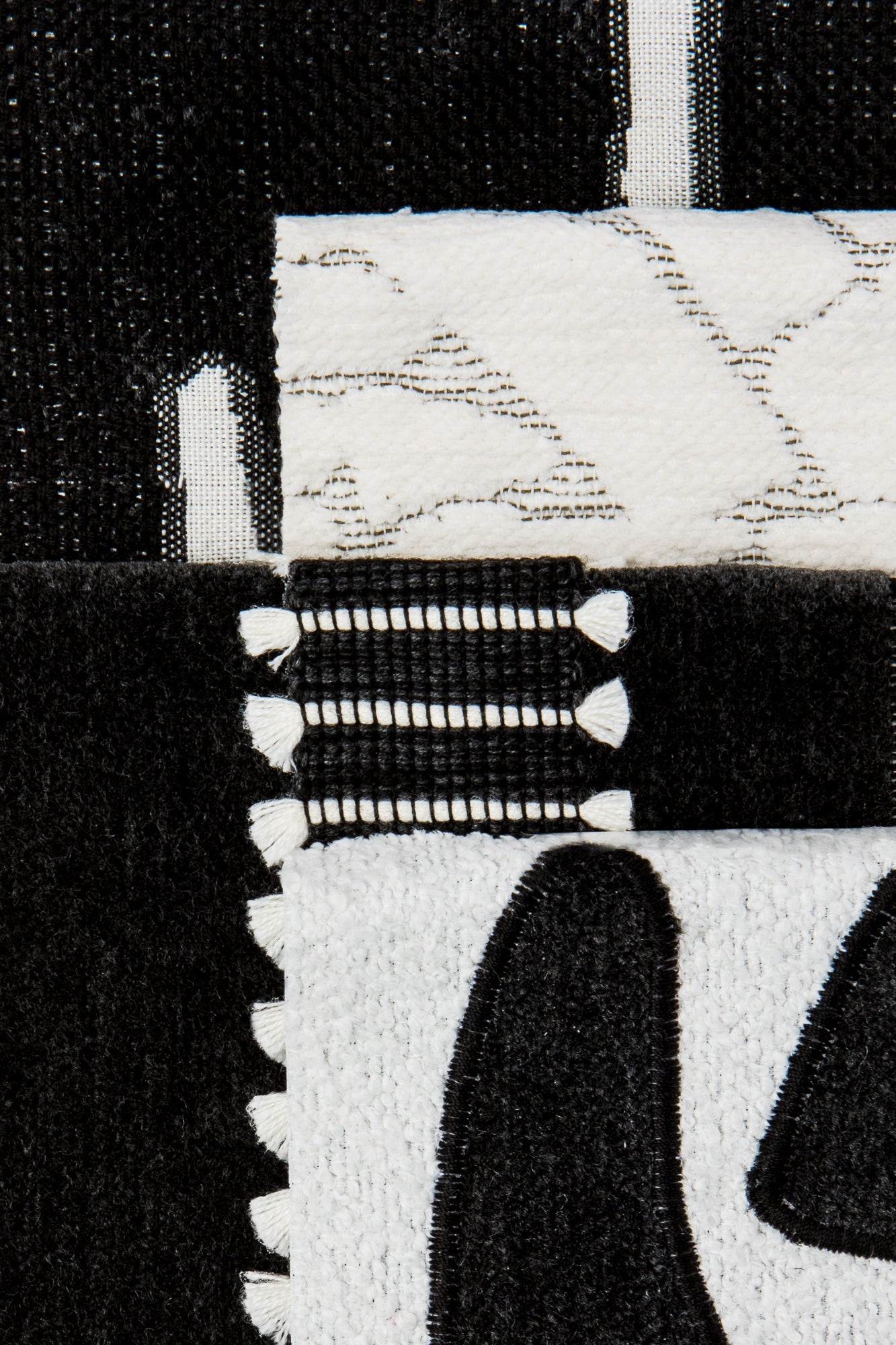 Coordinating fabrics to Ivory chenille outdoor-safe woven fabric with delicate broken line design