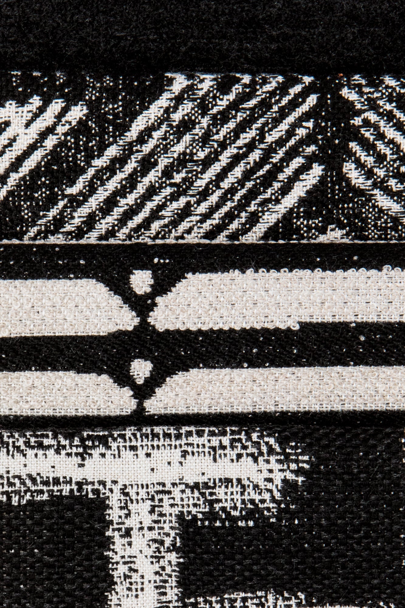 Coordinating fabrics to Tribal-inspired geometric outdoor safe fabric in ebony tones