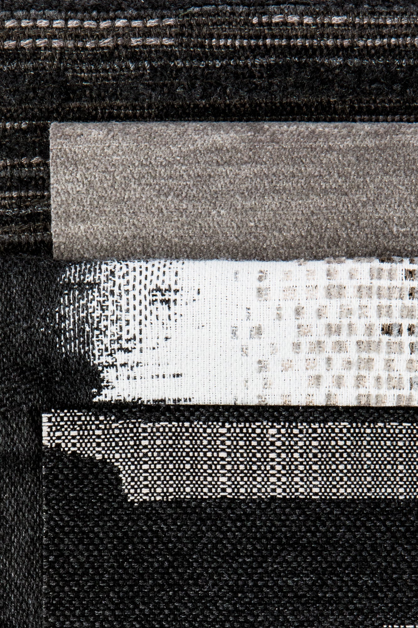 Coordinating fabrics to Elegant stripe outdoor safe chenille woven fabric in charcoal tones