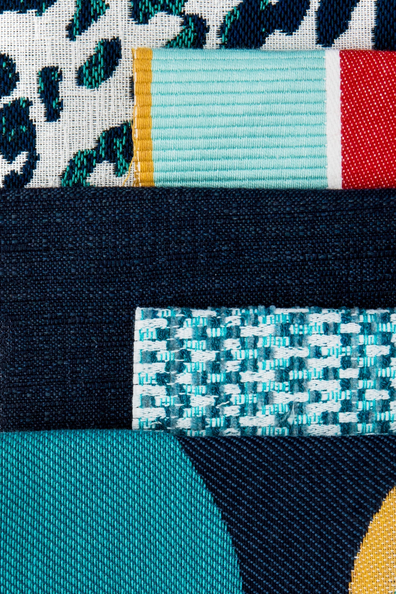 Coordinating fabrics to Animal pattern outdoor safe fabric in midnight blue and teal – Wild One Midnight by Elaine Smith