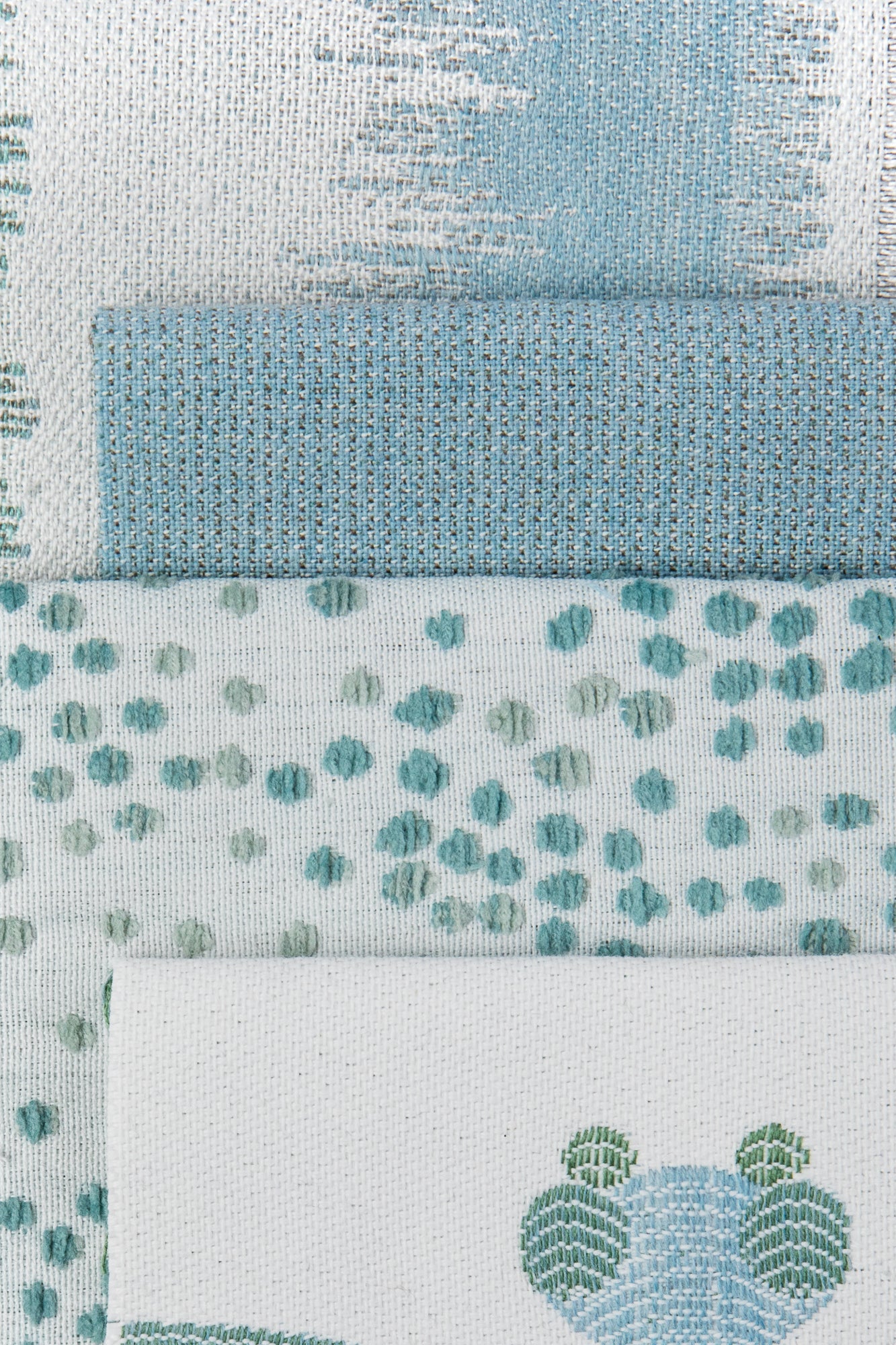 Coordinating fabrics to Murmur Surf – outdoor-safe woven fabric by Elaine Smith, ideal for high-end commercial and residential applications.