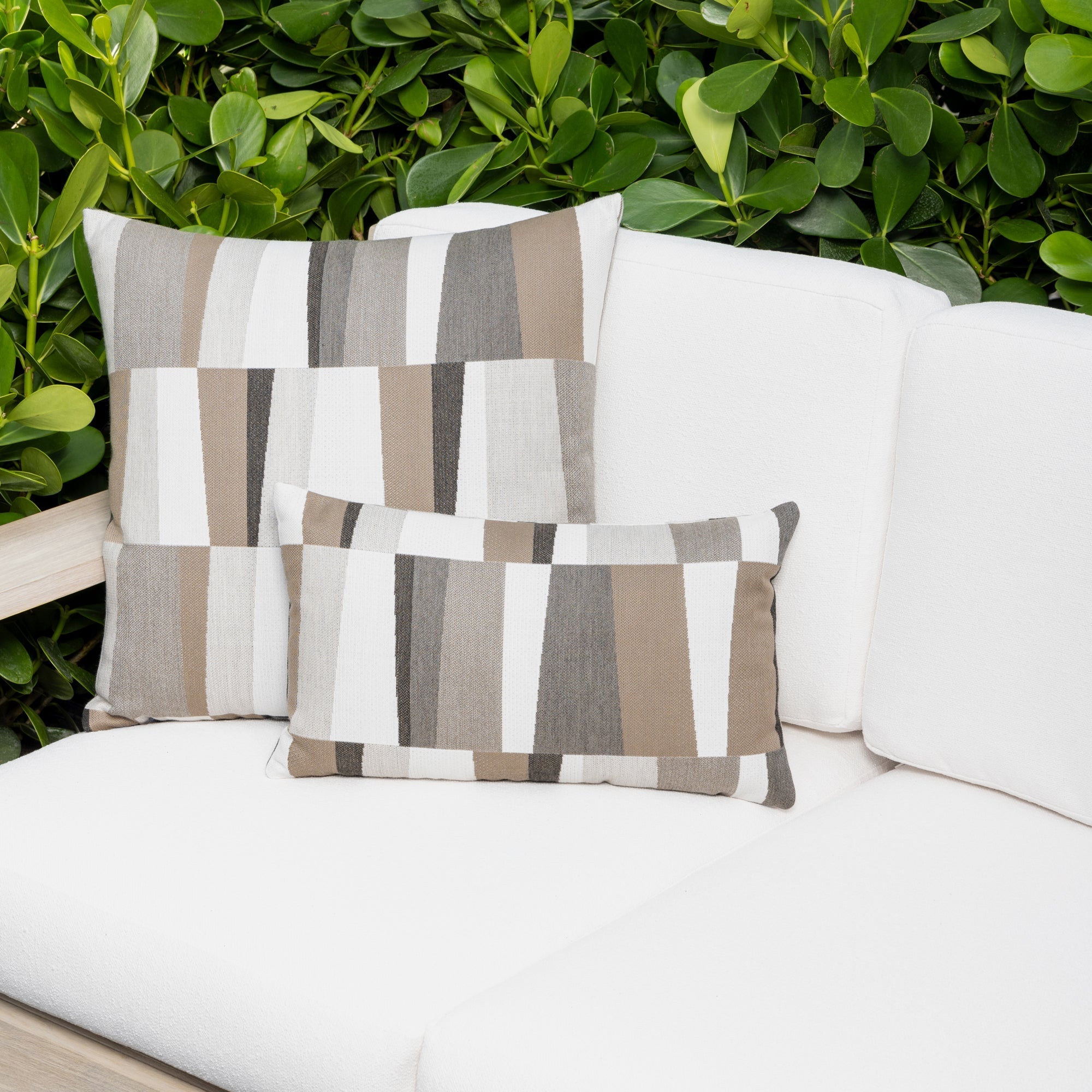 Taupe abstract pillows for elegant indoor and outdoor decor