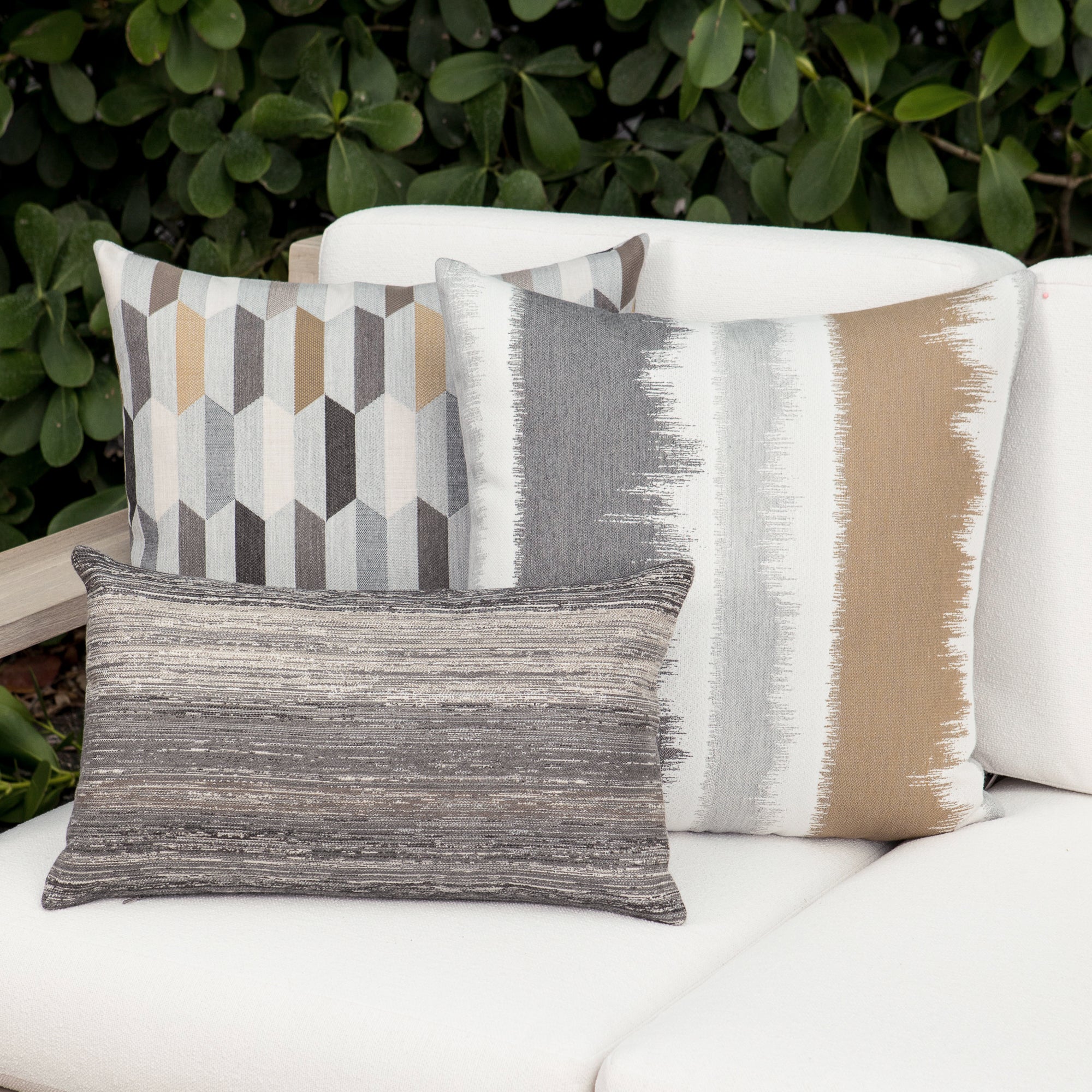Gray striped pillows for elegant indoor and outdoor decor by Elaine Smith