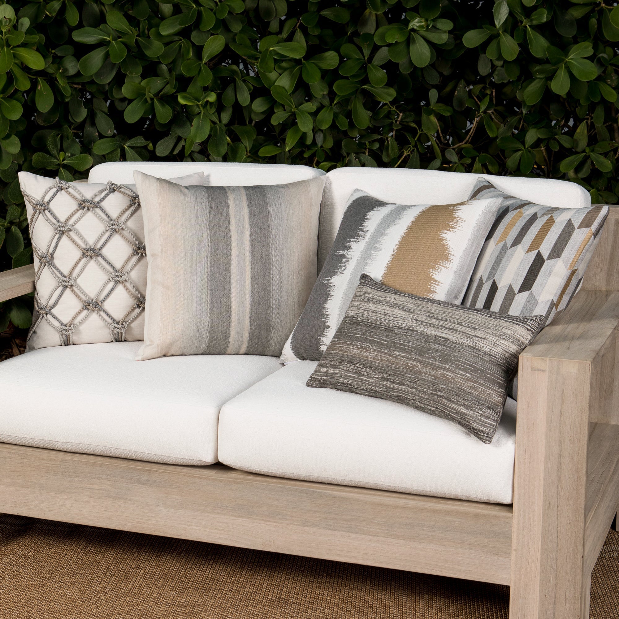 Gray striped pillows for elegant indoor and outdoor decor by Elaine Smith