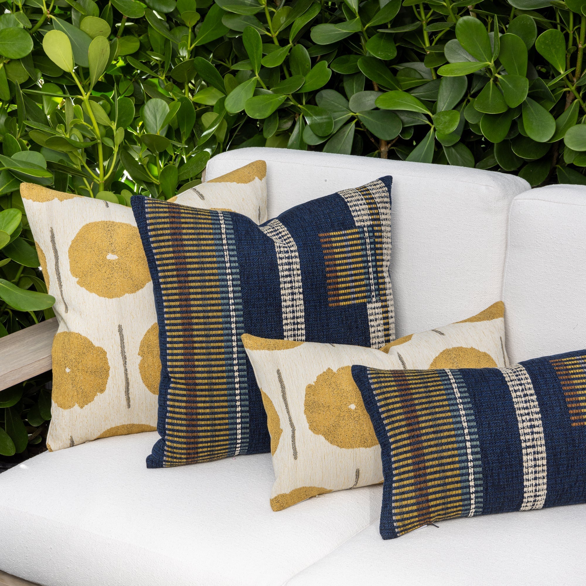 Indigo patterned pillows for elegant indoor and outdoor decor by Elaine Smith