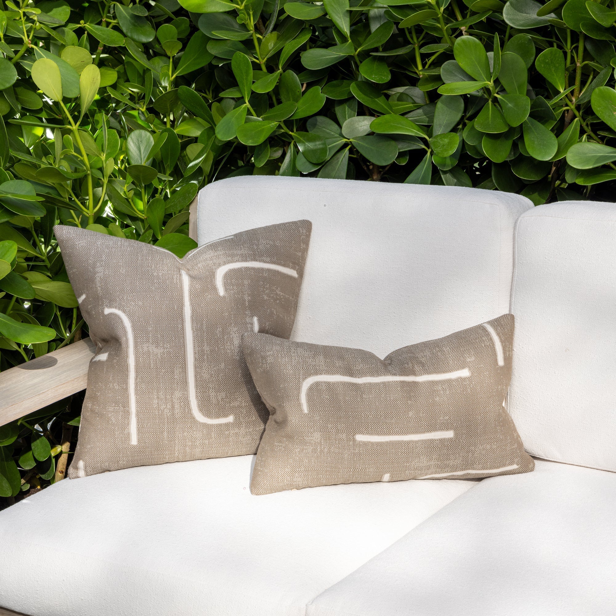 Taupe abstract pillows for elegant indoor and outdoor decor by Elaine Smith