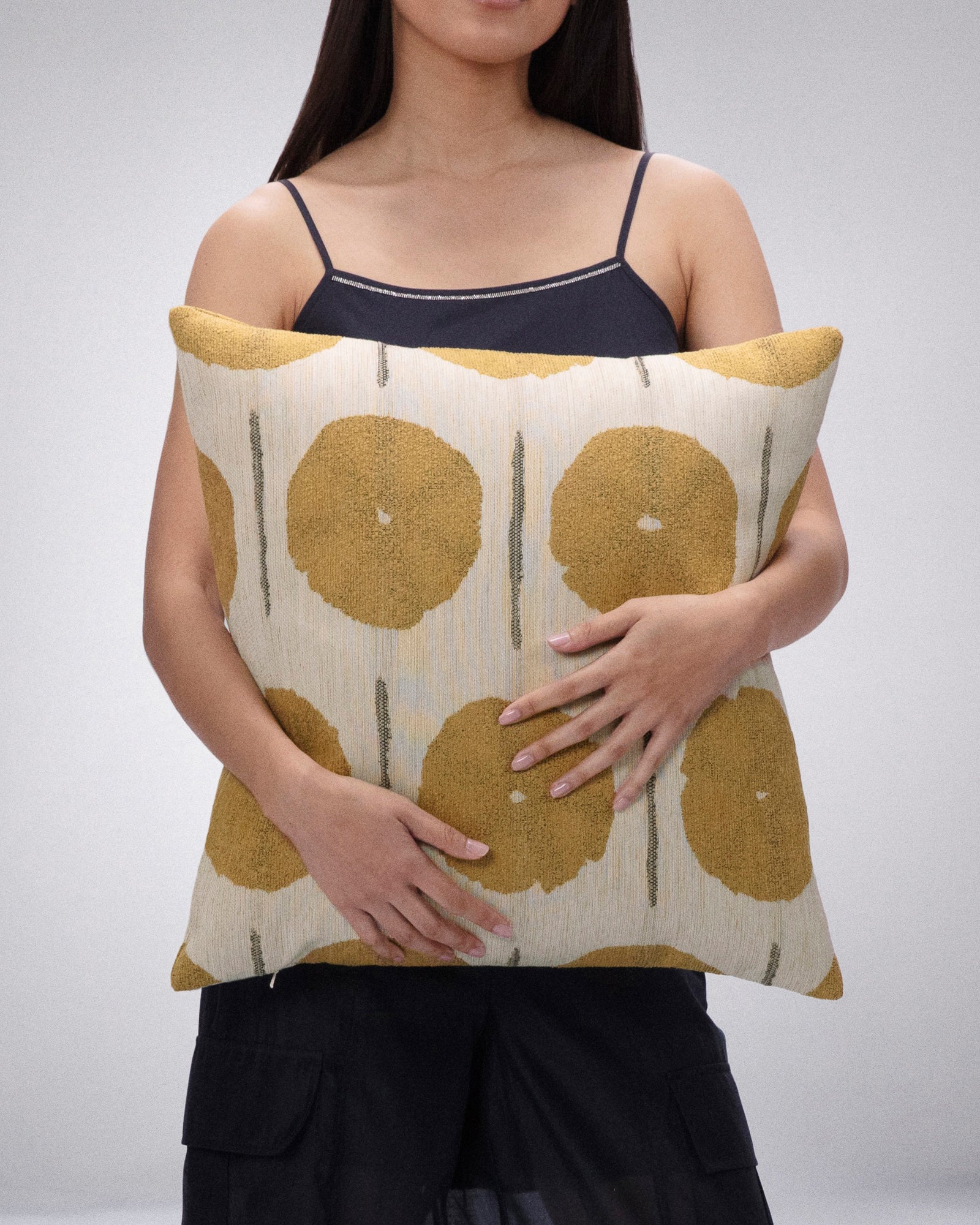 gold and ivory geometric pillow by elaine smith