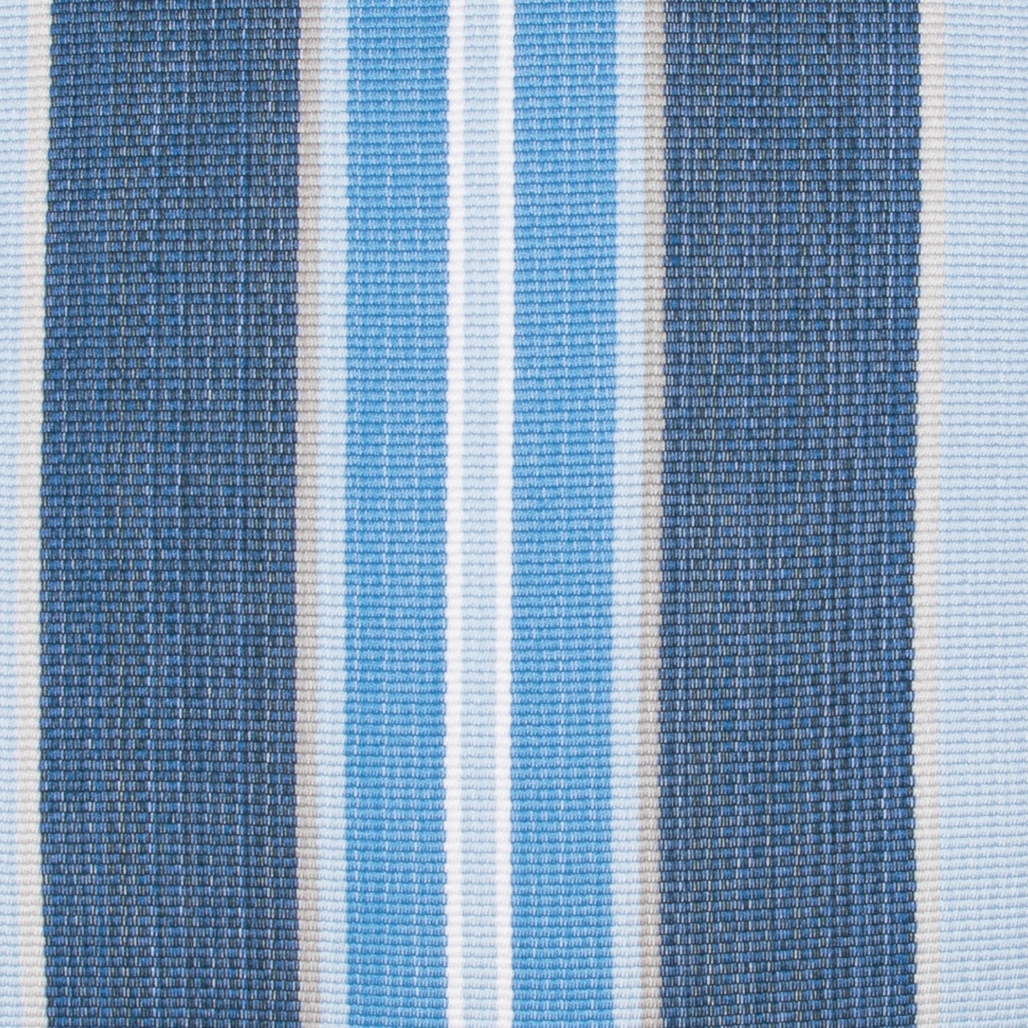 Detail image of Striped outdoor safe woven fabric in lake blue and navy tones