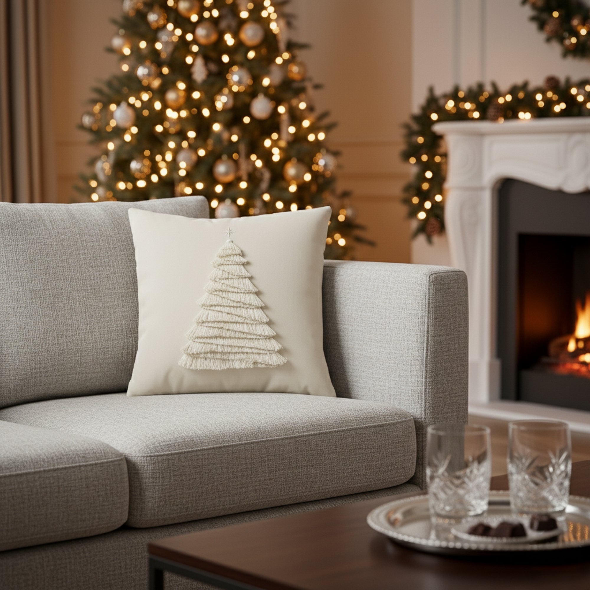 Luxury environmental image of holiday pillows by elaine smith