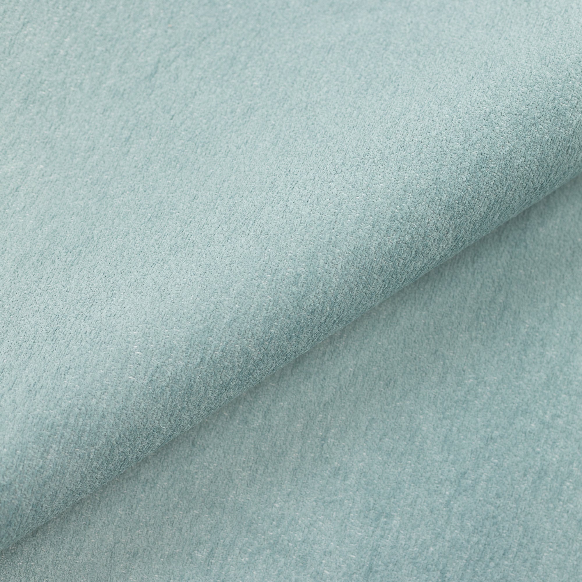 Close shot texture image of Wam mist blue luxury outdoor safe woven fabric with soft satin chenille – Hibiscus Mist by Elaine Smith