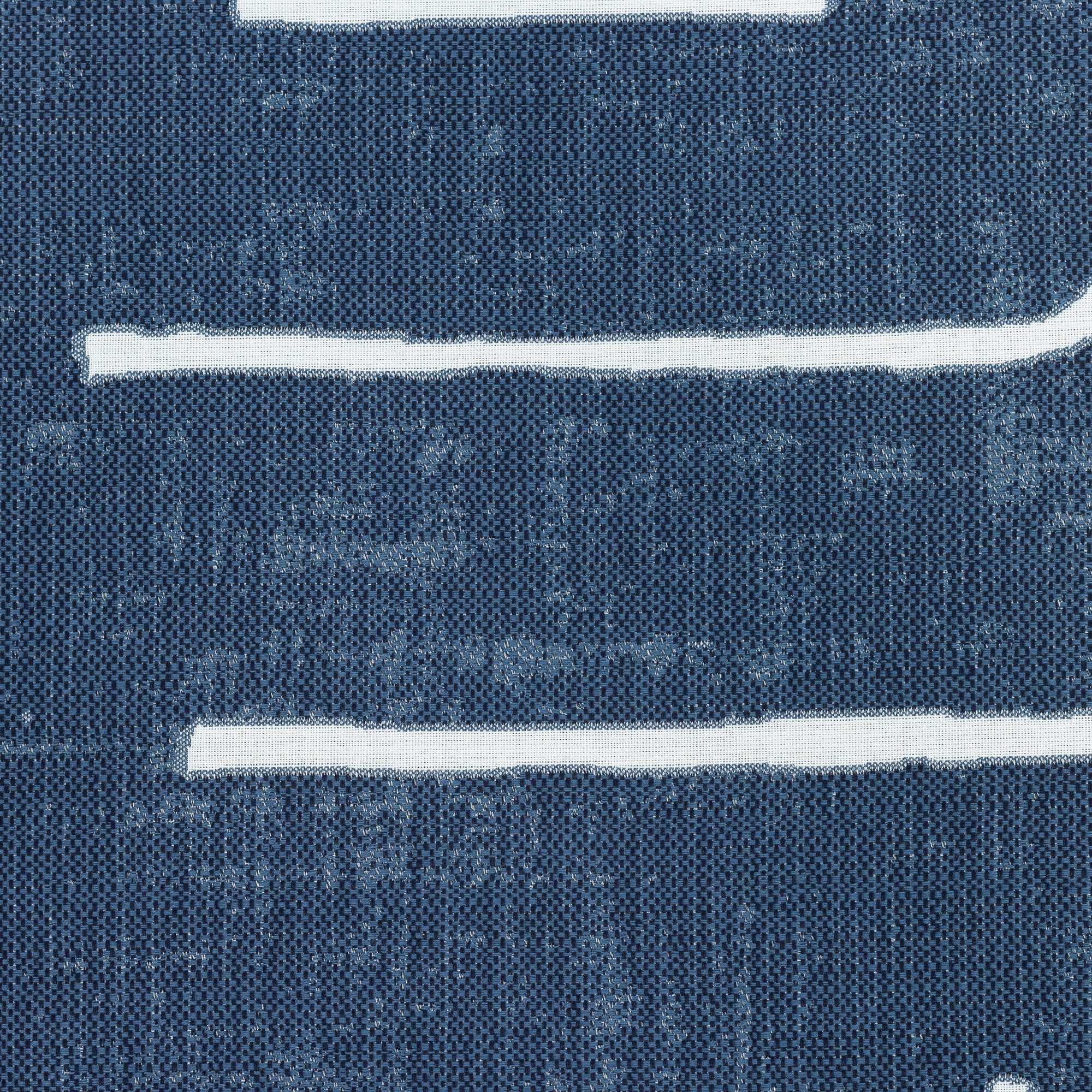 Detail image of Modern outdoor safe fabric featuring denim-inspired blue with minimalist stripe accents