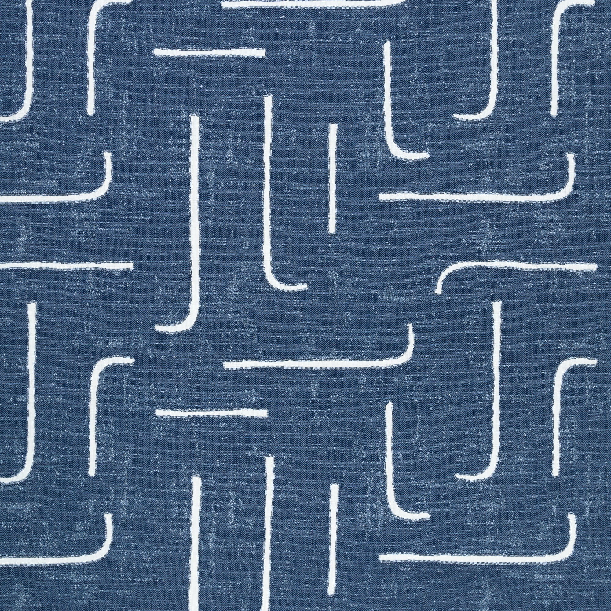 Modern outdoor safe fabric featuring denim-inspired blue with minimalist stripe accents-full fabric repeat image