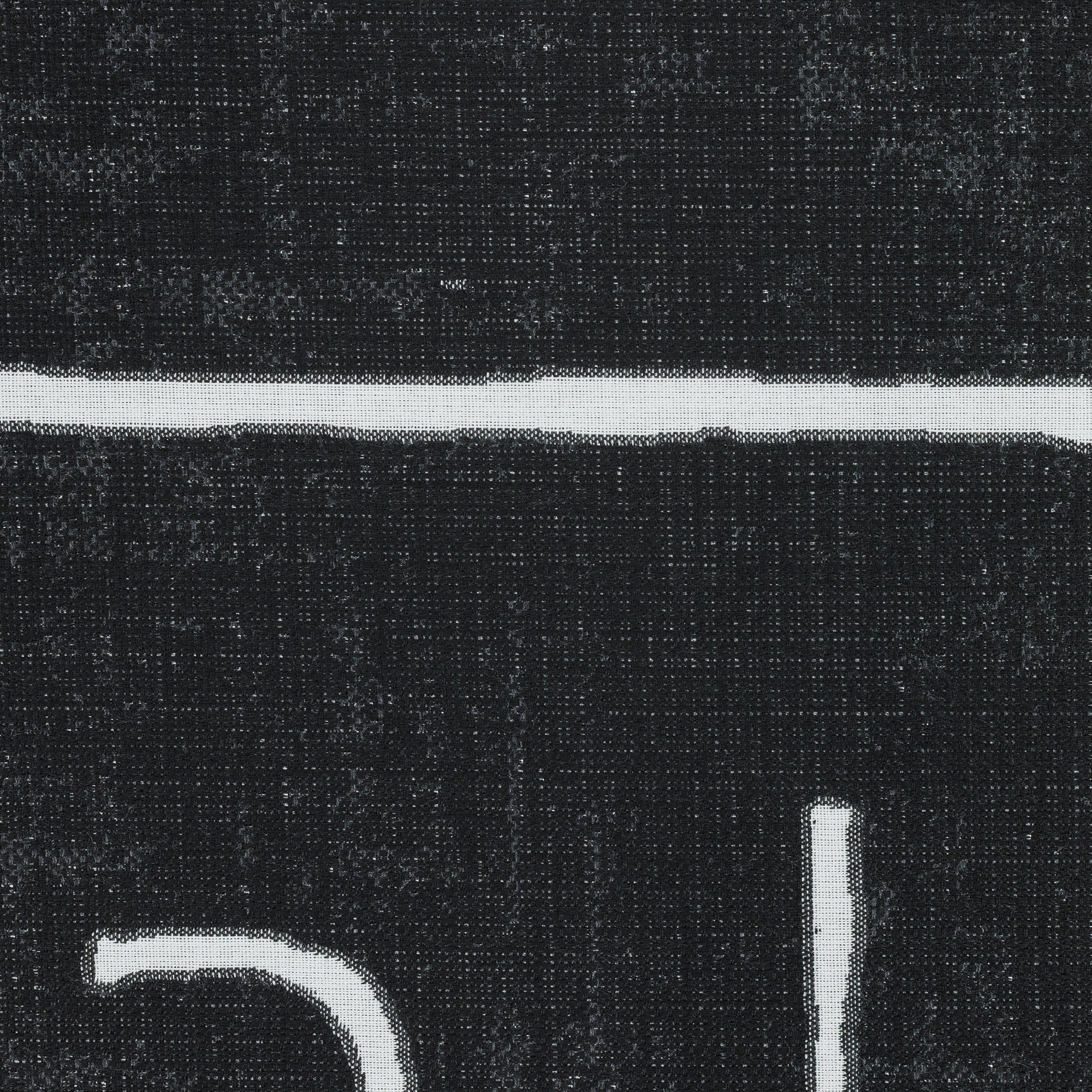 Detail image of Ebony black outdoor safe woven fabric with abstract linear pattern – Instinct Ebony by Elaine Smith