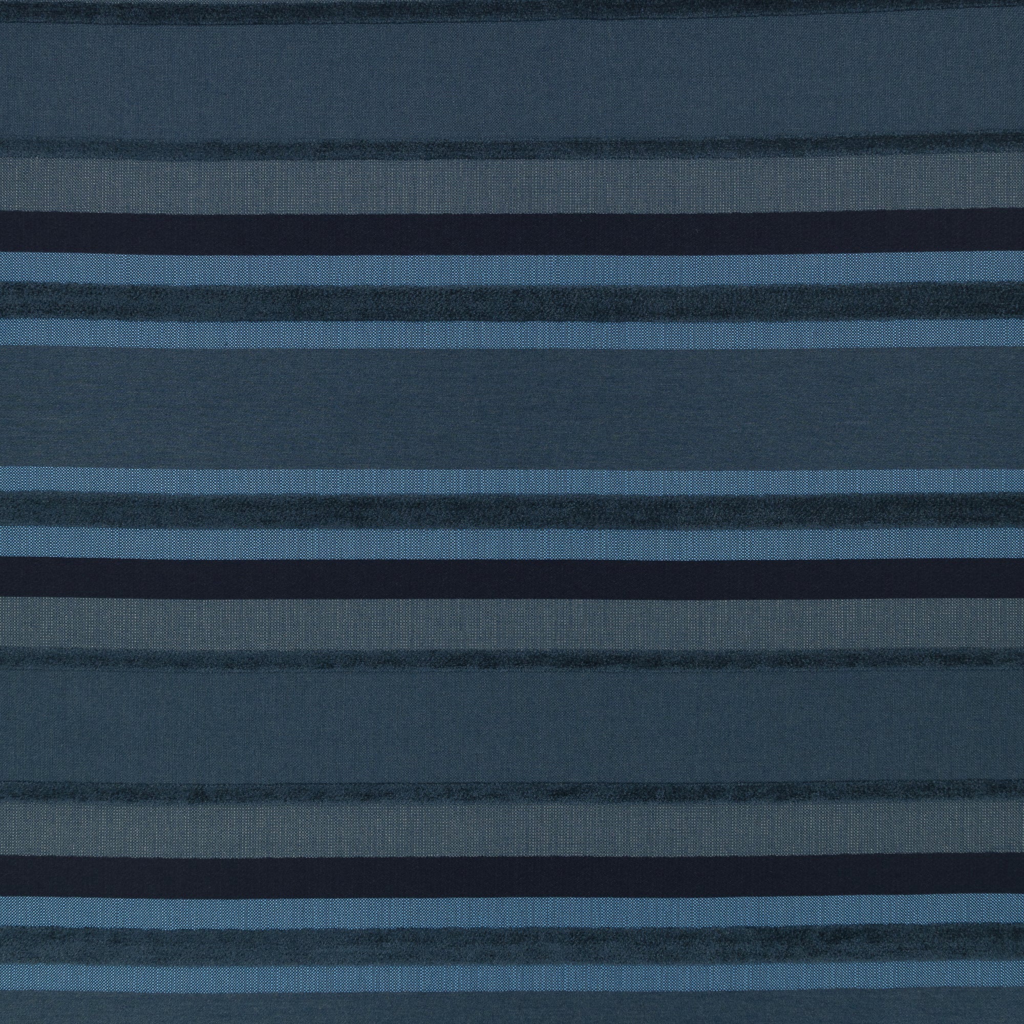 Outdoor safe woven fabric with vertical indigo stripe pattern with rich bands of chenille– Intermix Indigo by Elaine Smith-full fabric repeat image