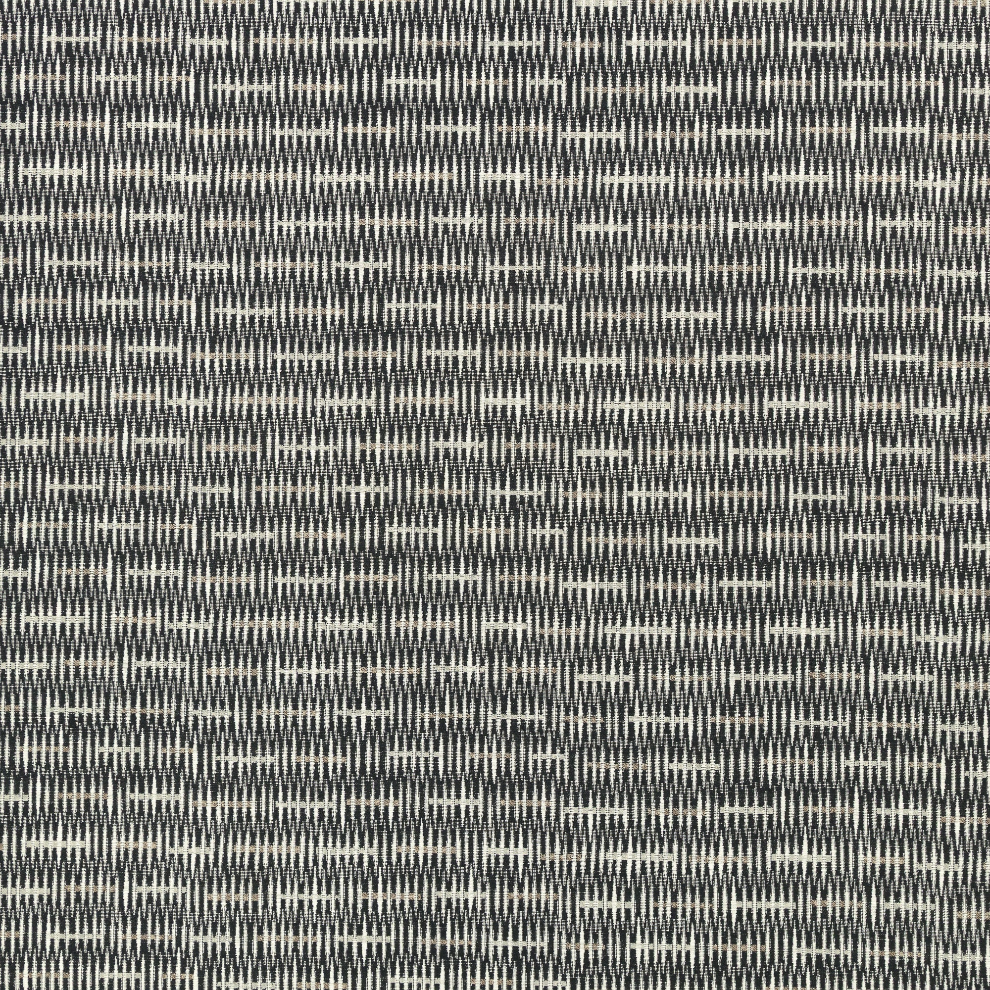 Black and beige interwoven stripe design for outdoor safe use – Intertwine Ebony by Elaine Smith-full fabric repeat image