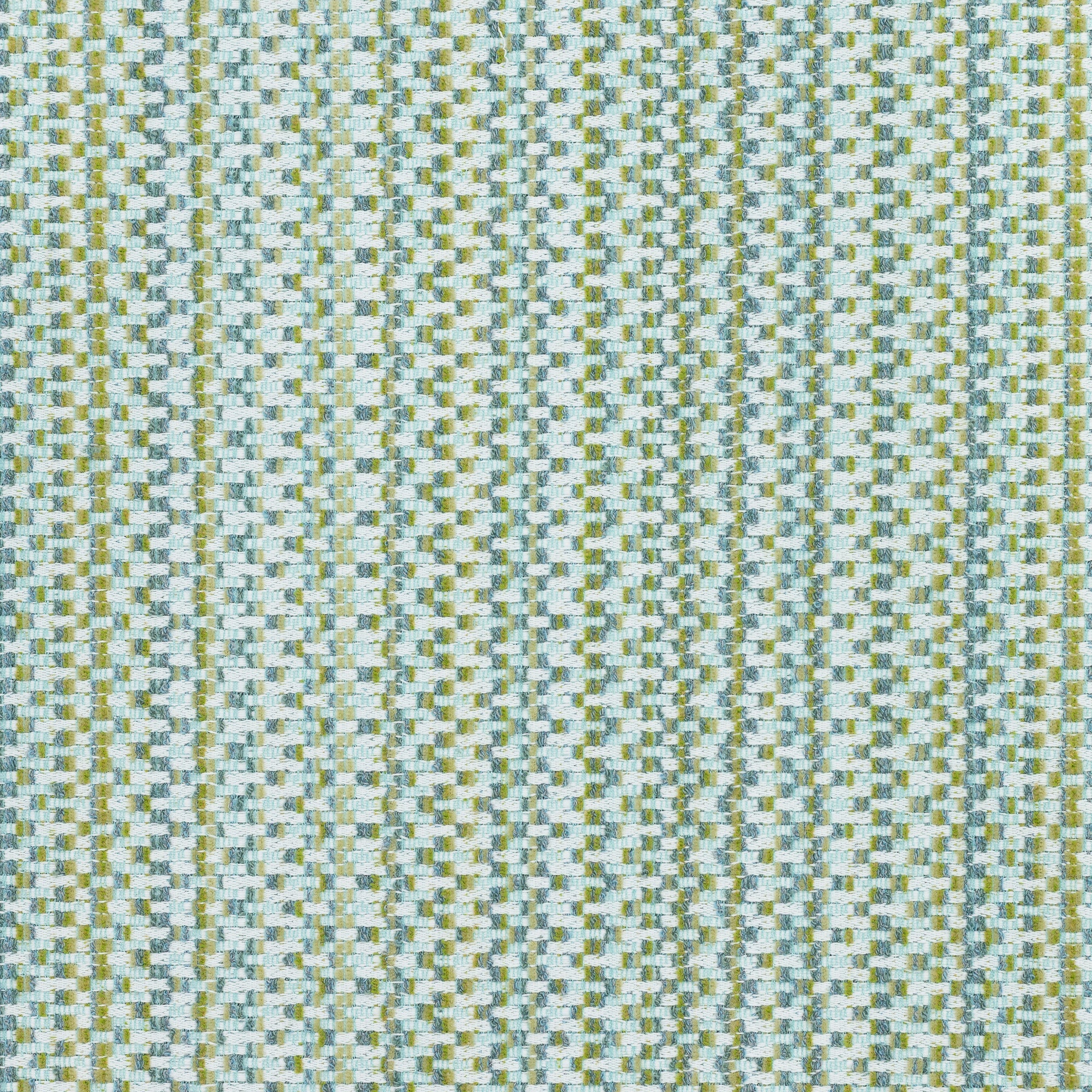 Detail image of Outdoor safe multi-colored chenille woven fabric with colorful geometric pattern in spring tones