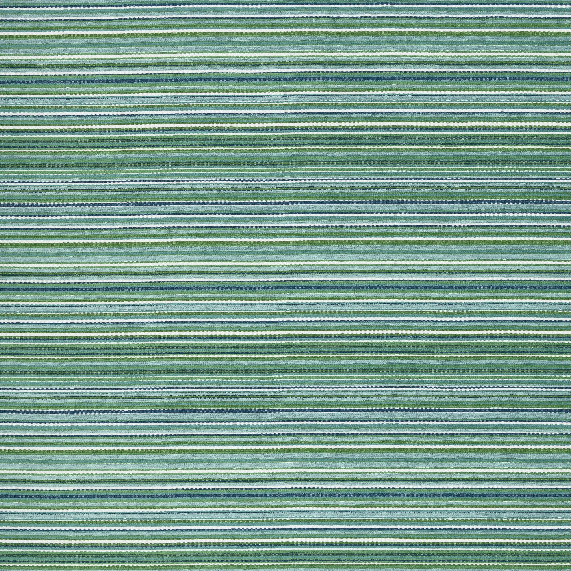 Small scale chenille striped outdoor safe velvet fabric in natural green tones-full fabric repeat image