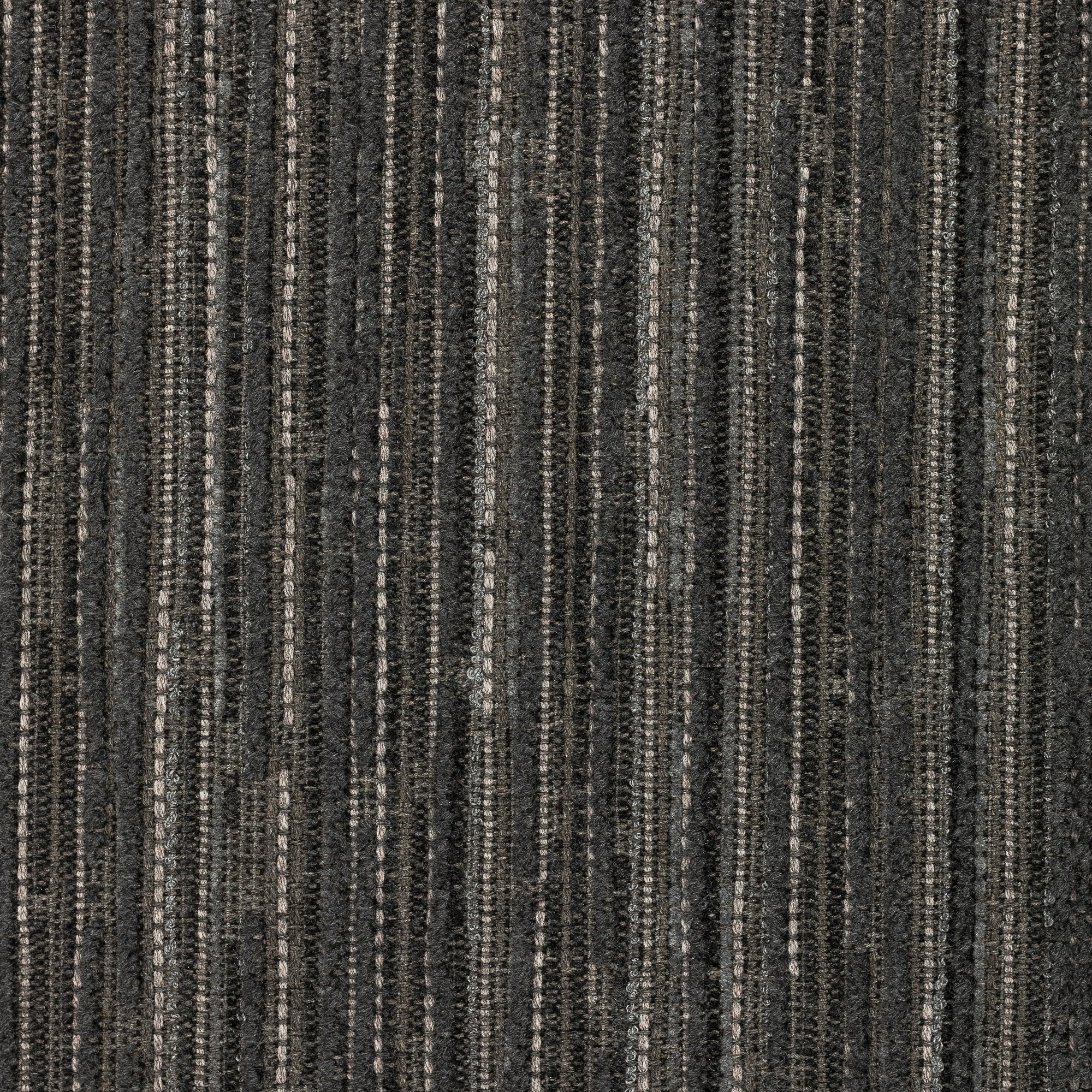 Detail image of Elegant stripe outdoor safe chenille woven fabric in charcoal tones
