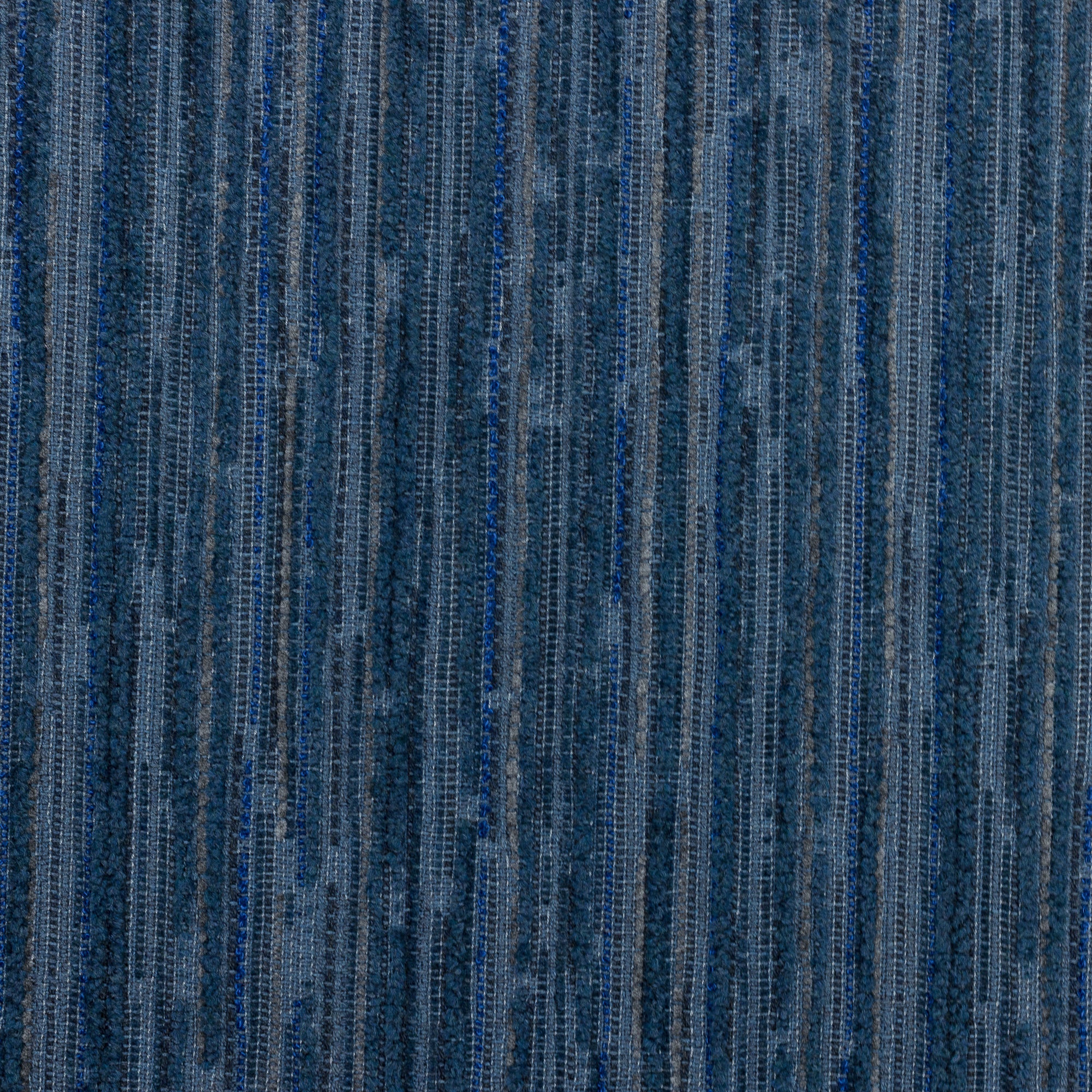 Detail image of Refined indigo stripe outdoor-safe chenille fabric with elegant pattern - Luxe Stripe Indigo by Elaine Smith