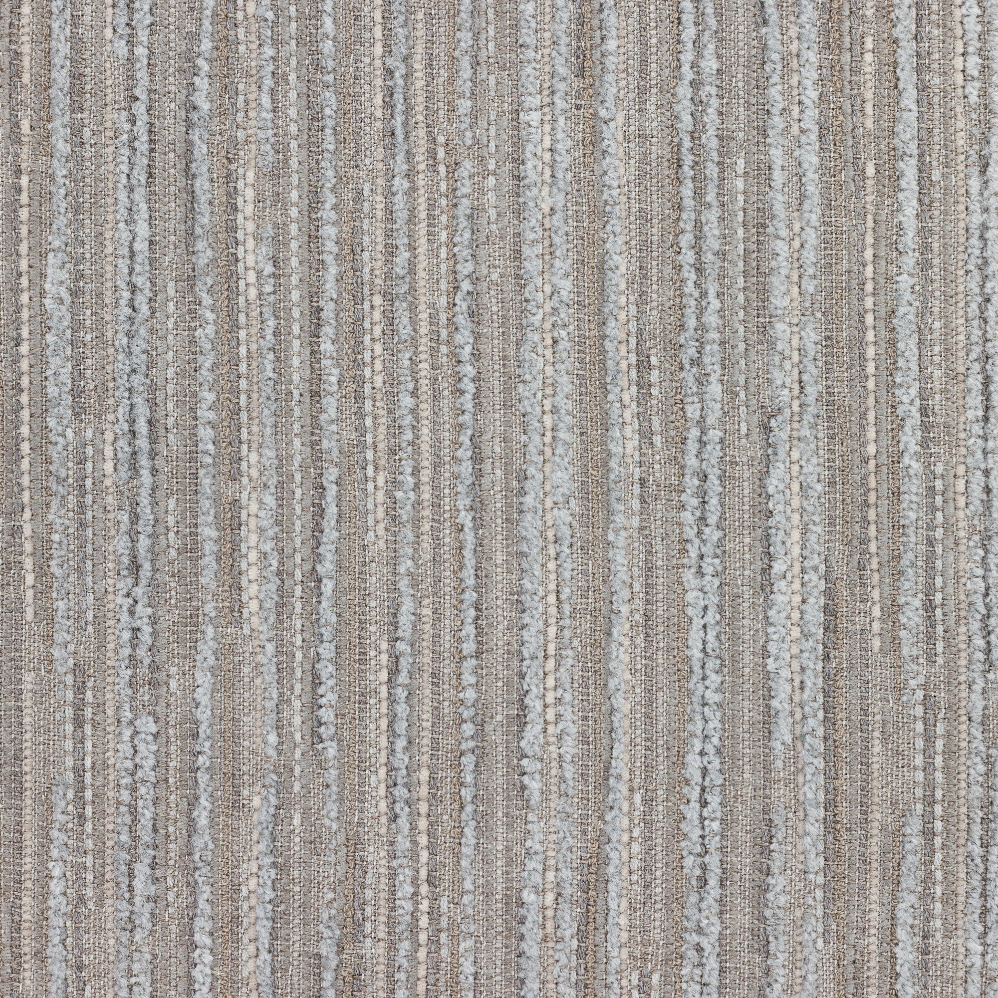 Detail image of Soft pewter stripe outdoor safe performance fabric in cut chenille– Luxe Stripe Pewter by Elaine Smith