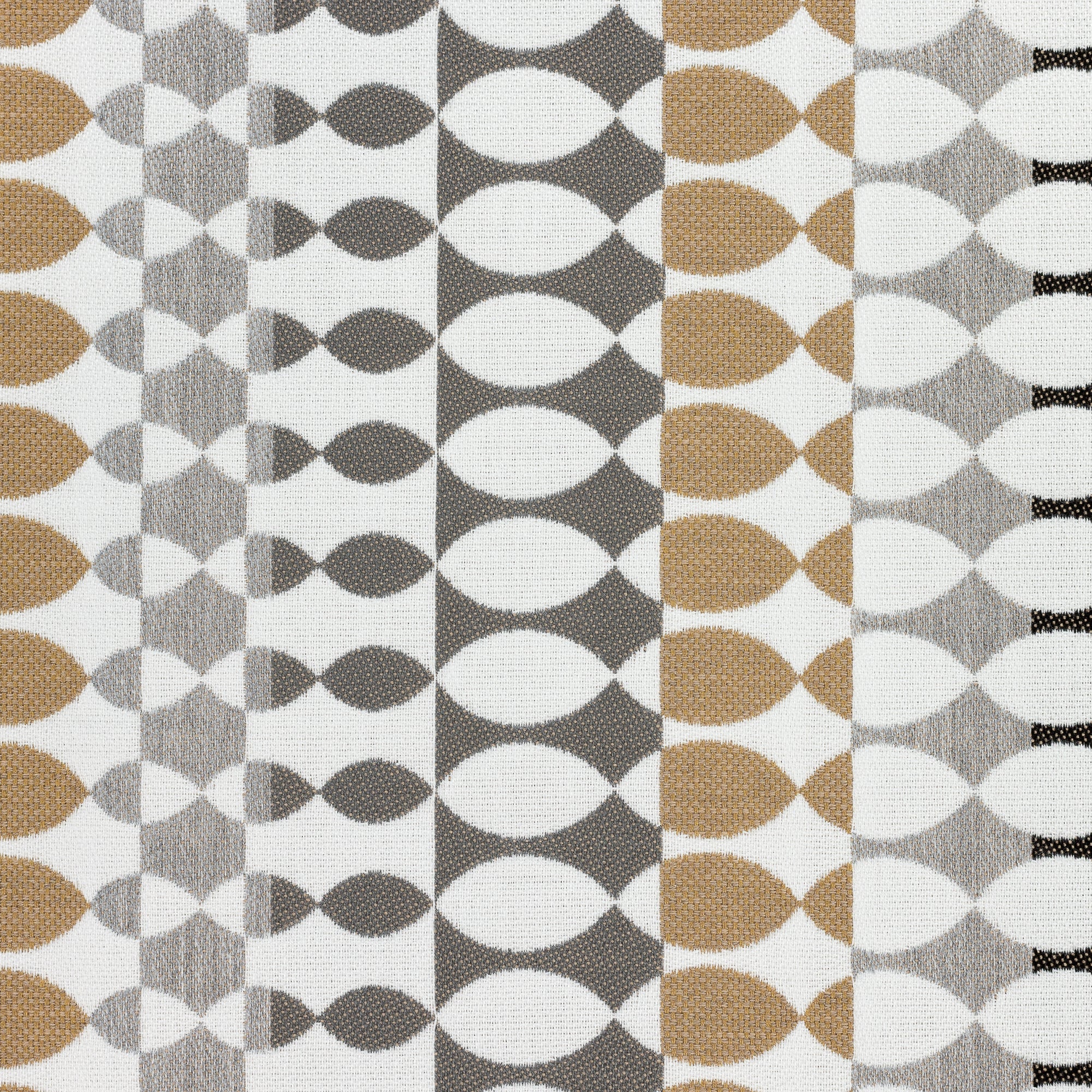 Detail image of Modern Oval Dune – outdoor-safe woven fabric by Elaine Smith, ideal for high-end commercial and residential applications.