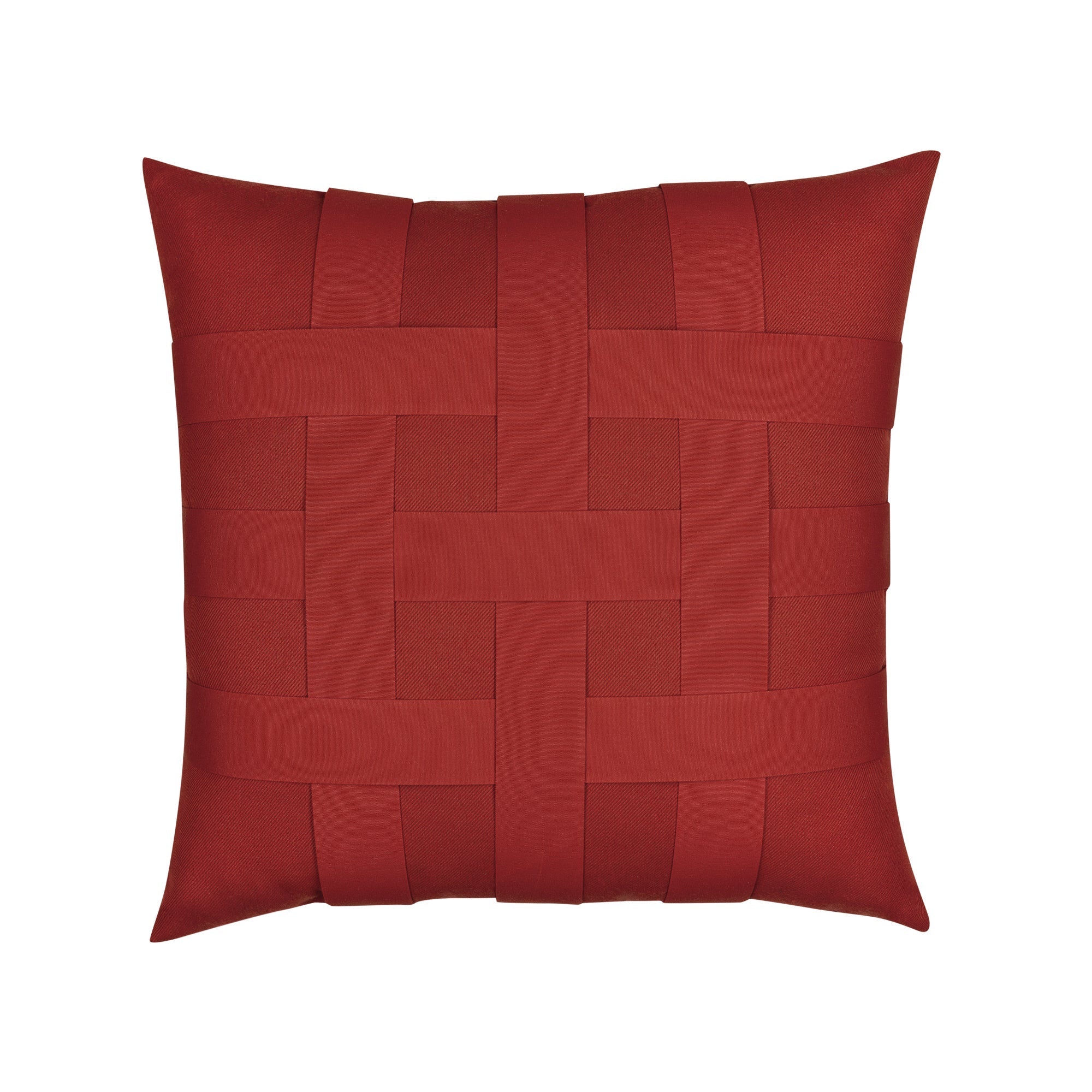 Brick red outdoor pillow for vibrant patio decor by Elaine Smith