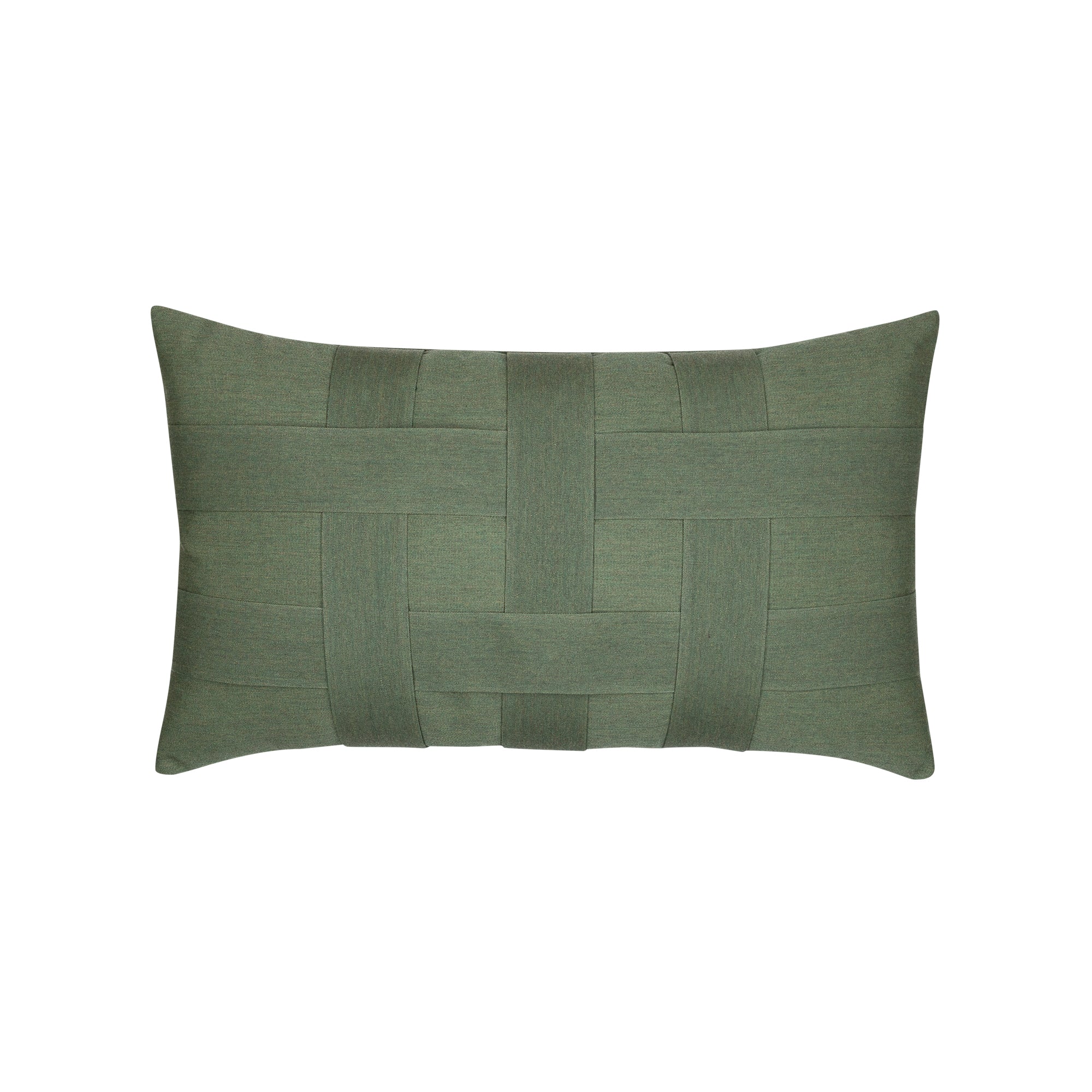Olive green outdoor pillow with solid texture for earthy outdoor accents