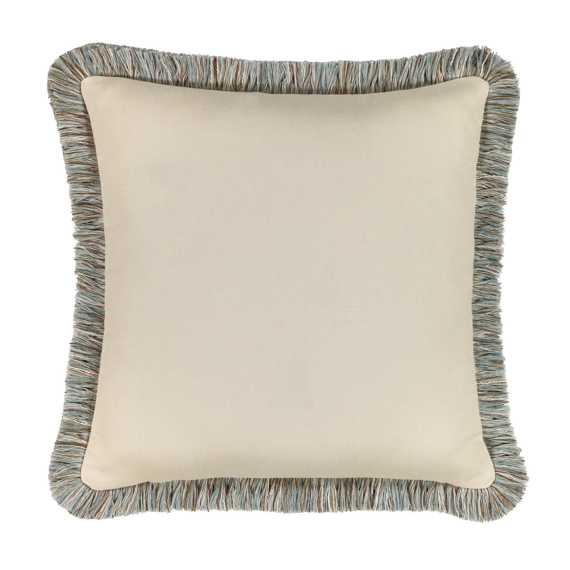 Back image of Ivory outdoor pillow with dragonfly motif, square size for nature-inspired outdoor decor
