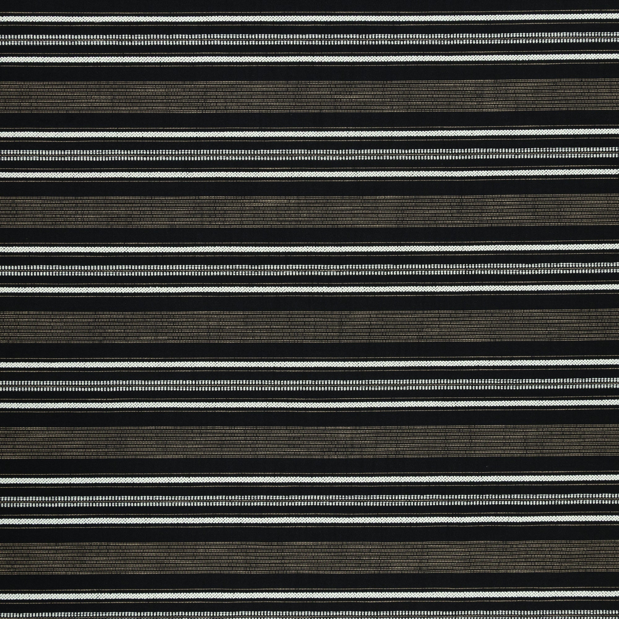 Linear black and tan outdoor safe woven fabric with pathway stripe design – Pathway Ebony by Elaine Smith-full fabric repeat image