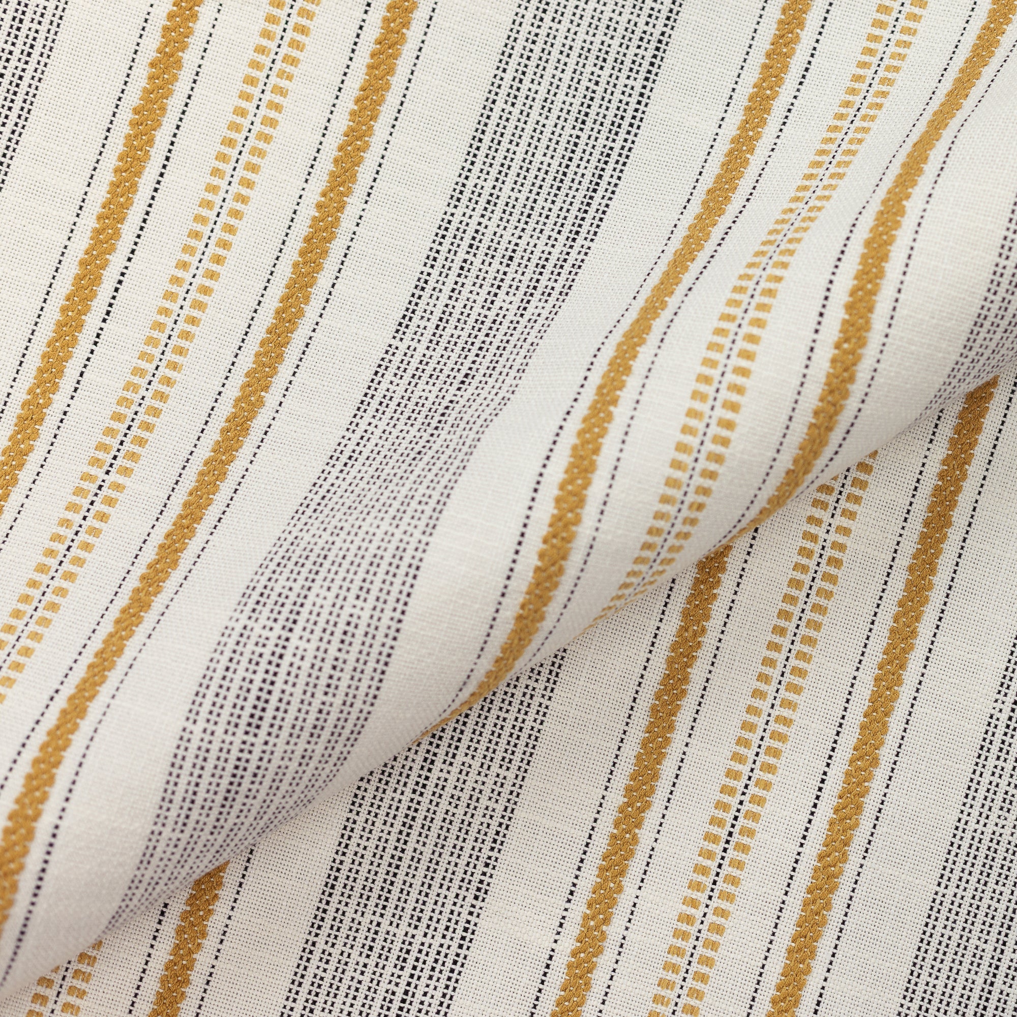 Close shot texture image of Elegant gold and ivory stripe outdoor-safe woven fabric