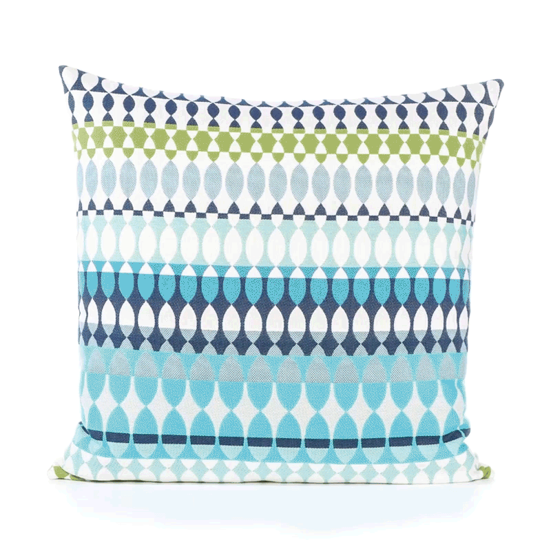 360 video of Striped multicolor outdoor pillow square size for elegant indoor and outdoor decor by Elaine Smith