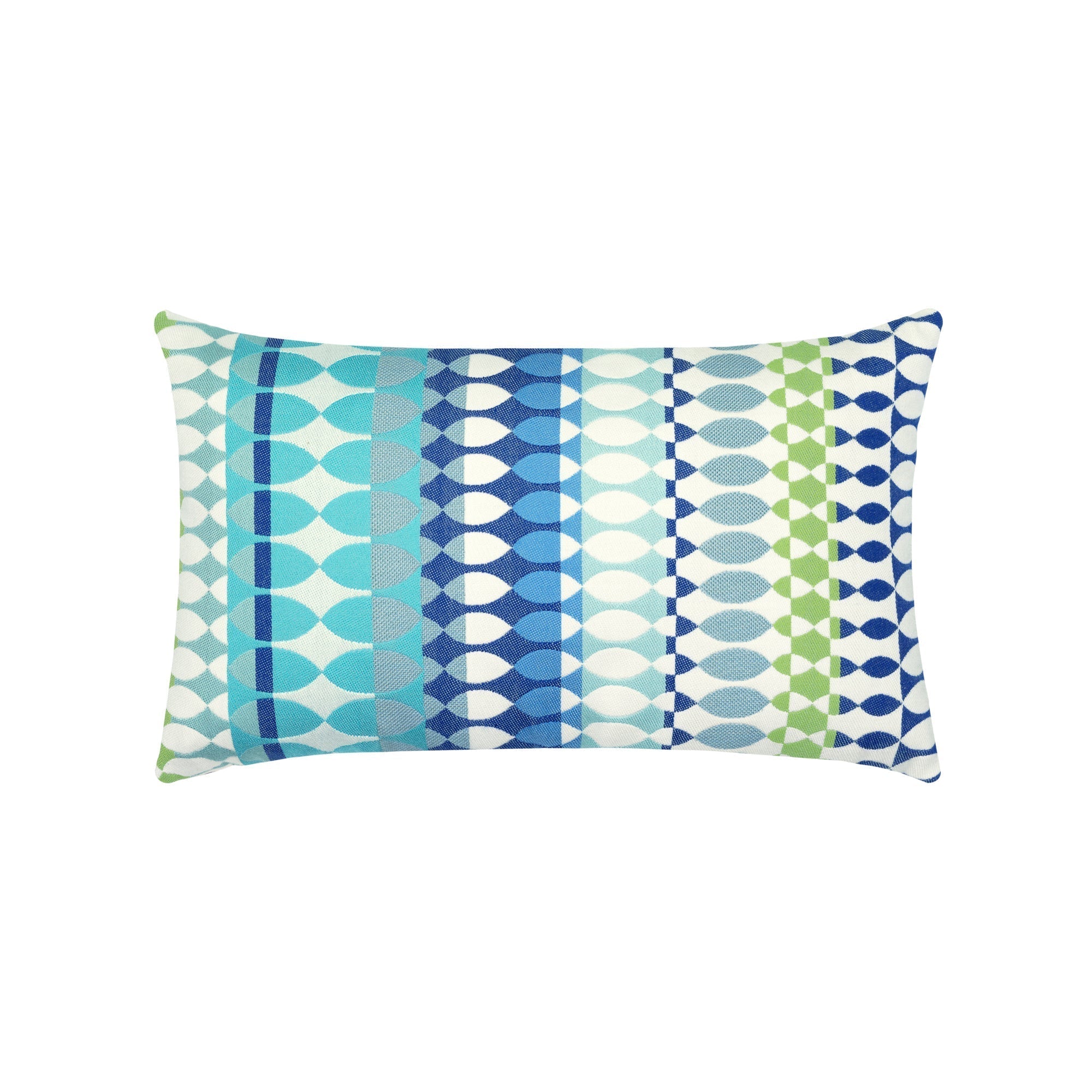 Striped multicolor outdoor pillow lumbar size for transitional indoor and outdoor decor