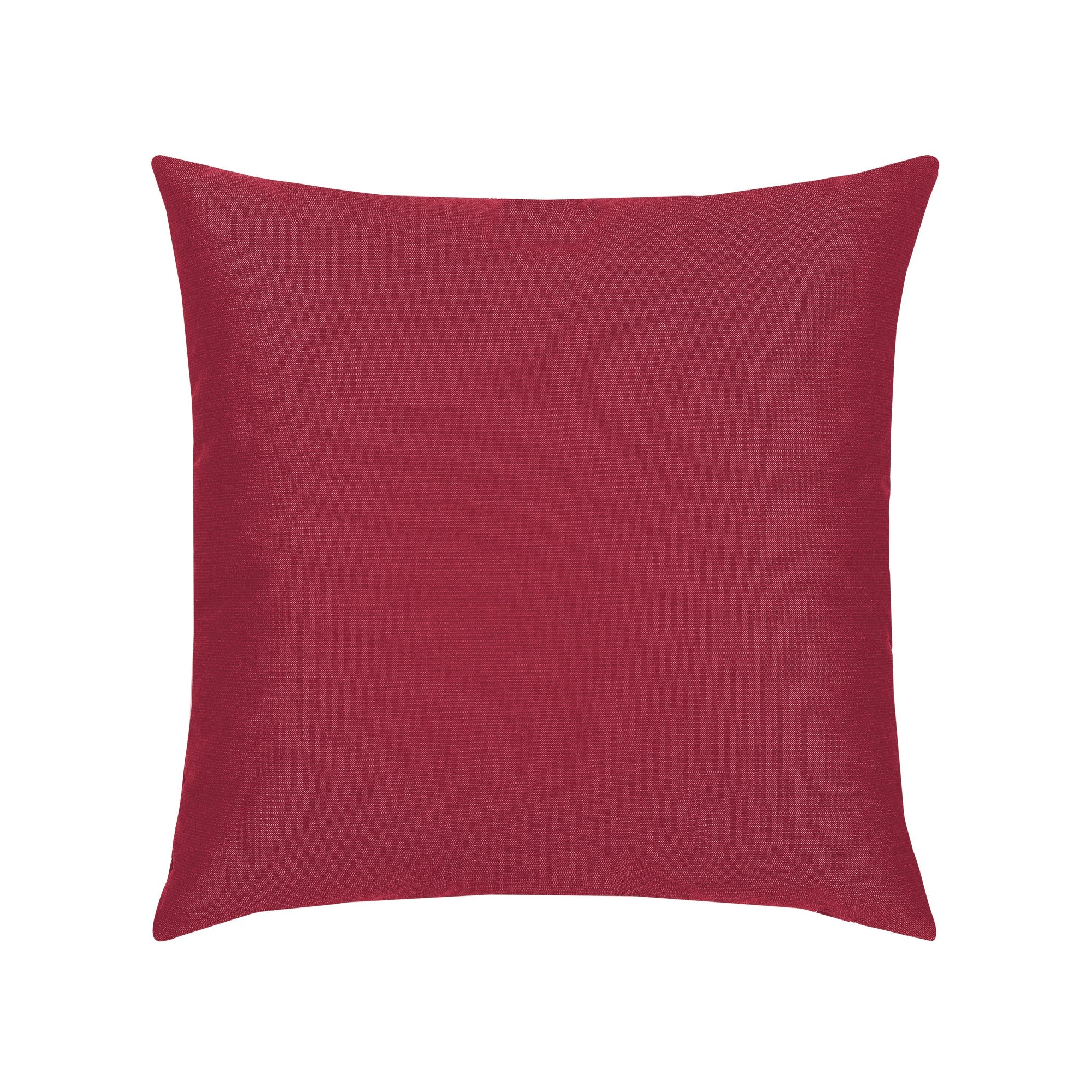Pillow made from Vibrant ruby red solid outdoor safe woven fabric ideal for hospitality