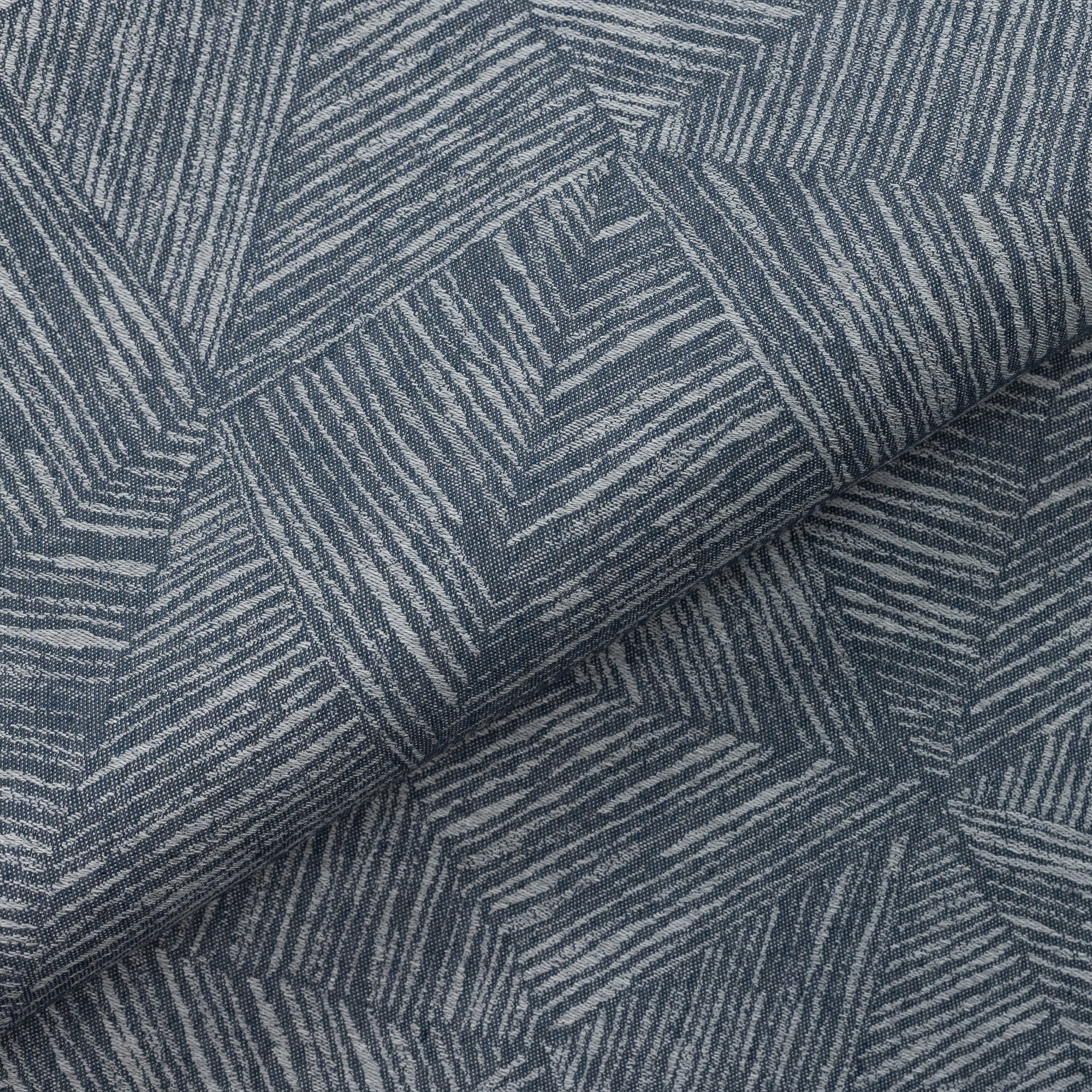 Close shot texture image of Artistic stitched denim-inspired outdoor safe fabric – Reimagine Denim by Elaine Smith