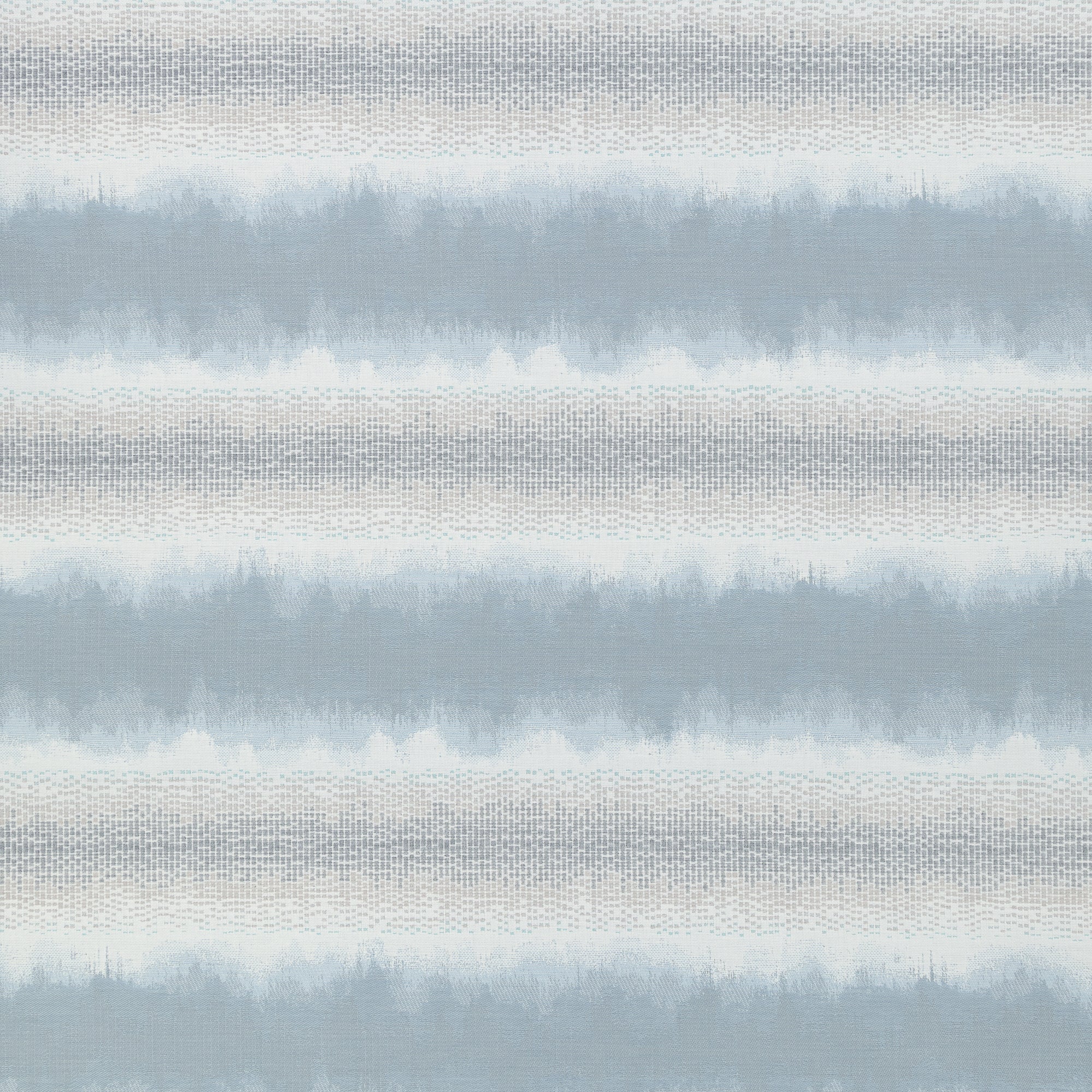 Sky blue and white with blended chenille block center band  in  outdoor safe woven fabric with ombre edge-full fabric repeat image