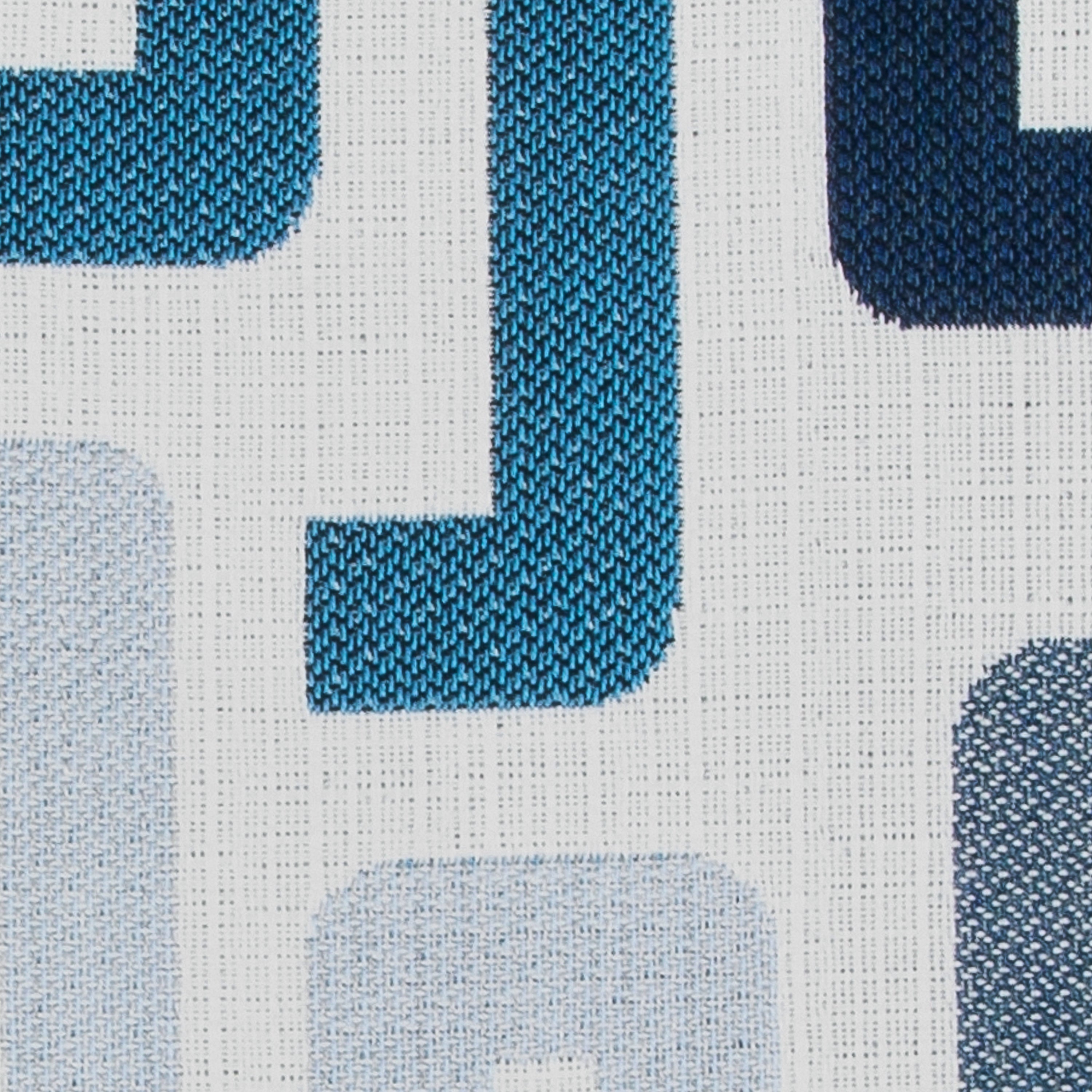 Swatch image of Abstract maze-like outdoor safe fabric in cool blue hues