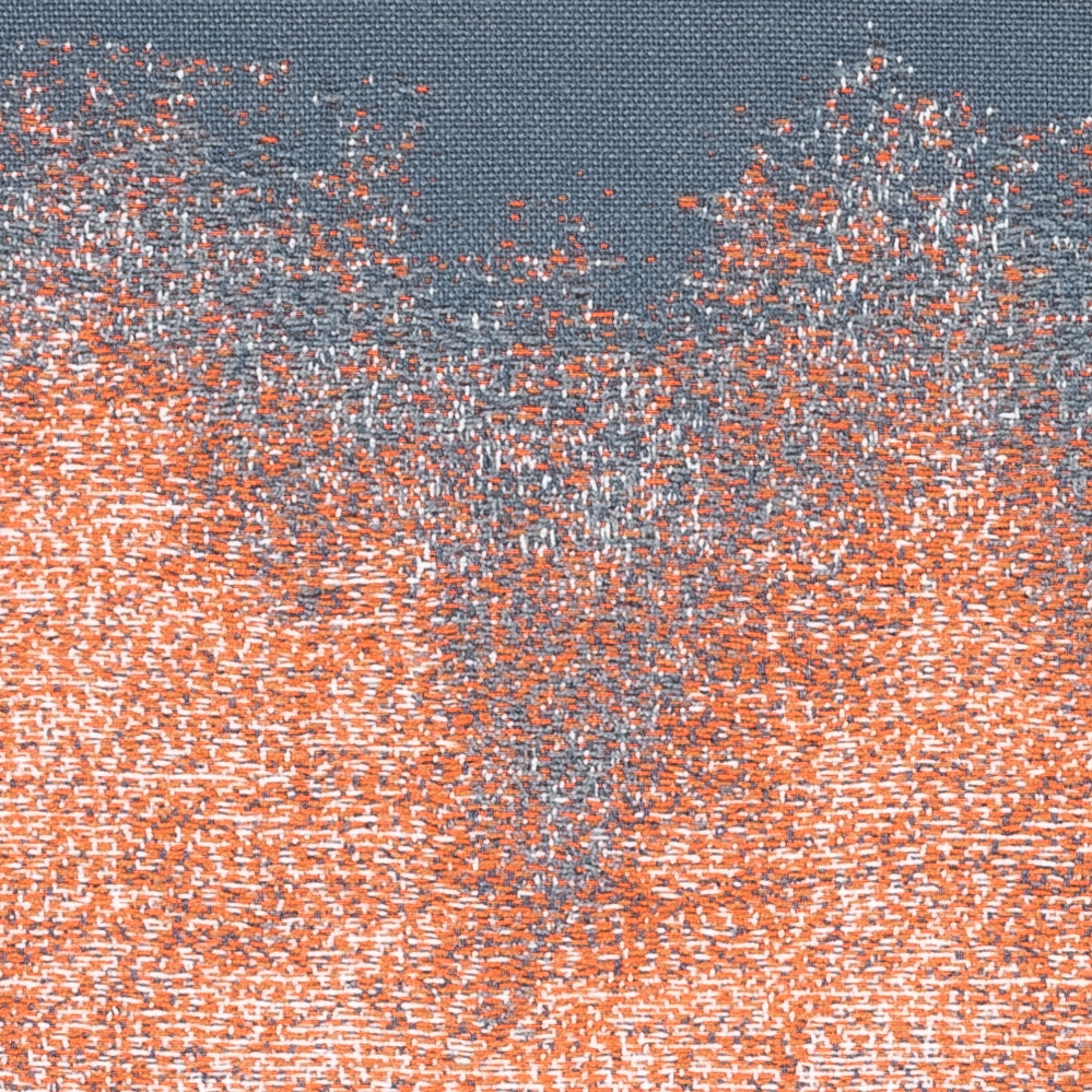 Swatch image of slate blue and orange ombre outdoor pillow for neutral outdoor spaces by Elaine Smith