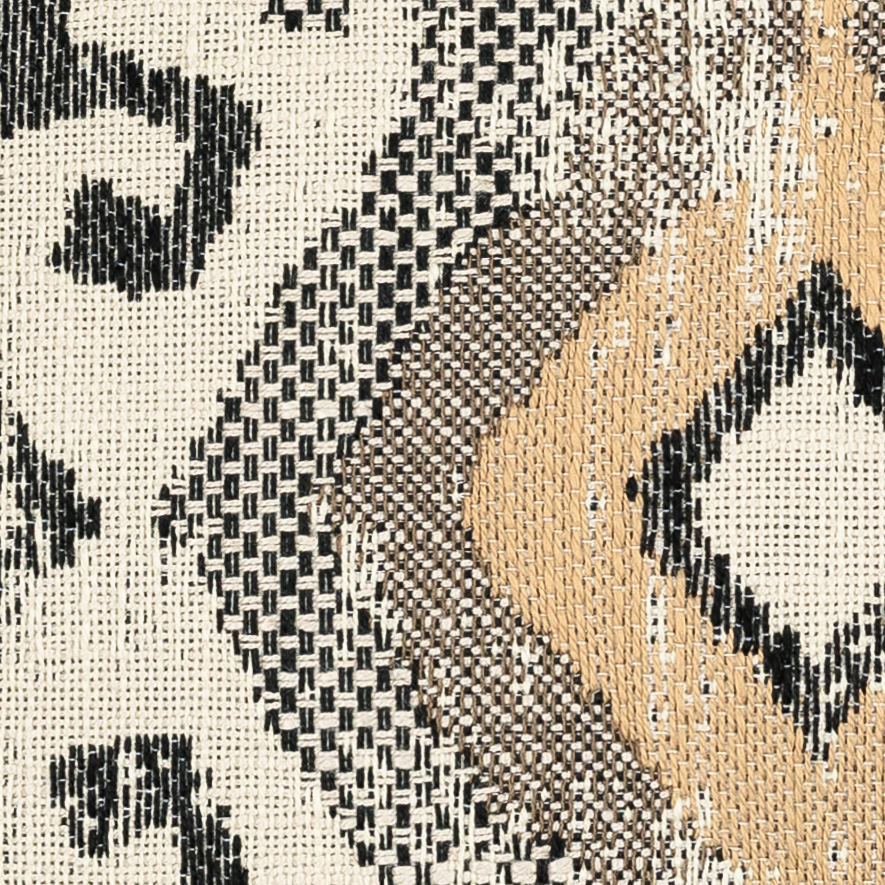 Swatch image of Decorative honey-toned outdoor-safe fabric with ethnic-inspired motif