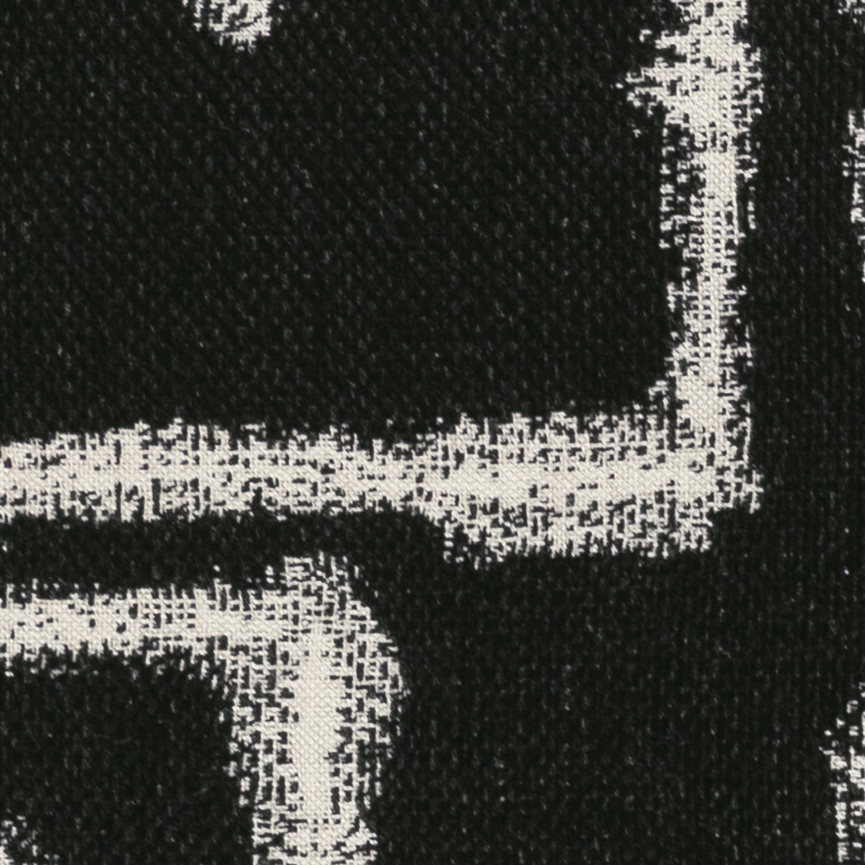 Swatch image of Textured ebony outdoor safe performance fabric with maze-like abstract design – Kasai Ebony by Elaine Smith