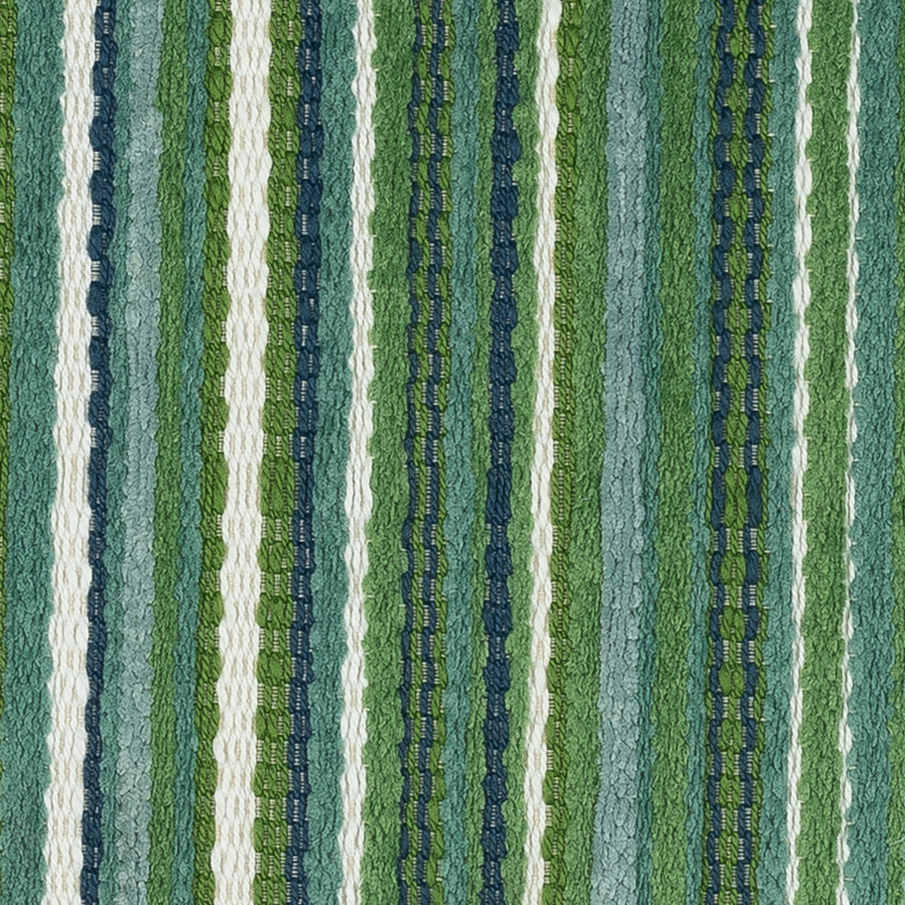 Swatch image of Small scale chenille striped outdoor safe velvet fabric in natural green tones