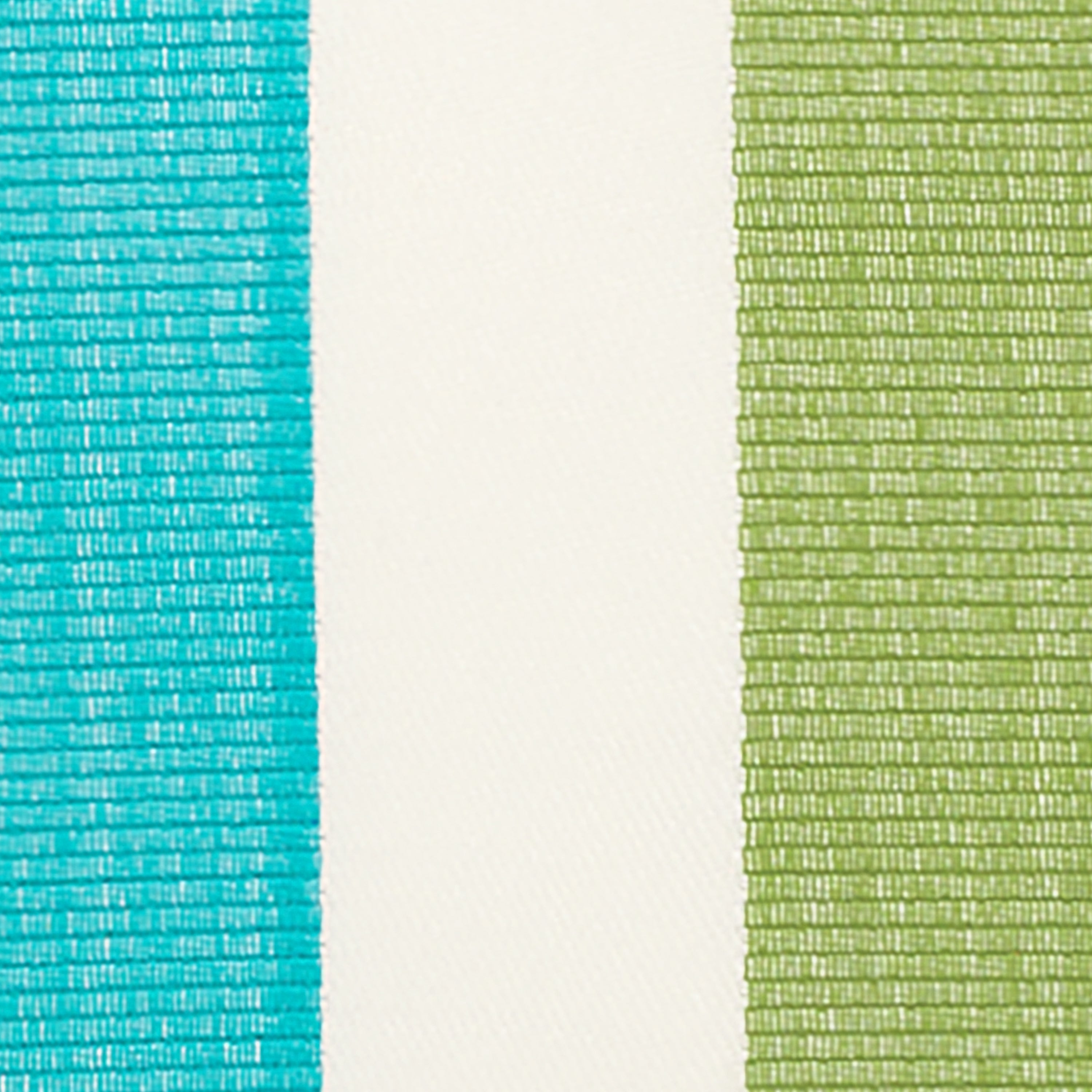 Swatch image of Outdoor safe woven fabric with vibrant green, blue, and white stripes – Rhodes Stripe by Elaine Smith