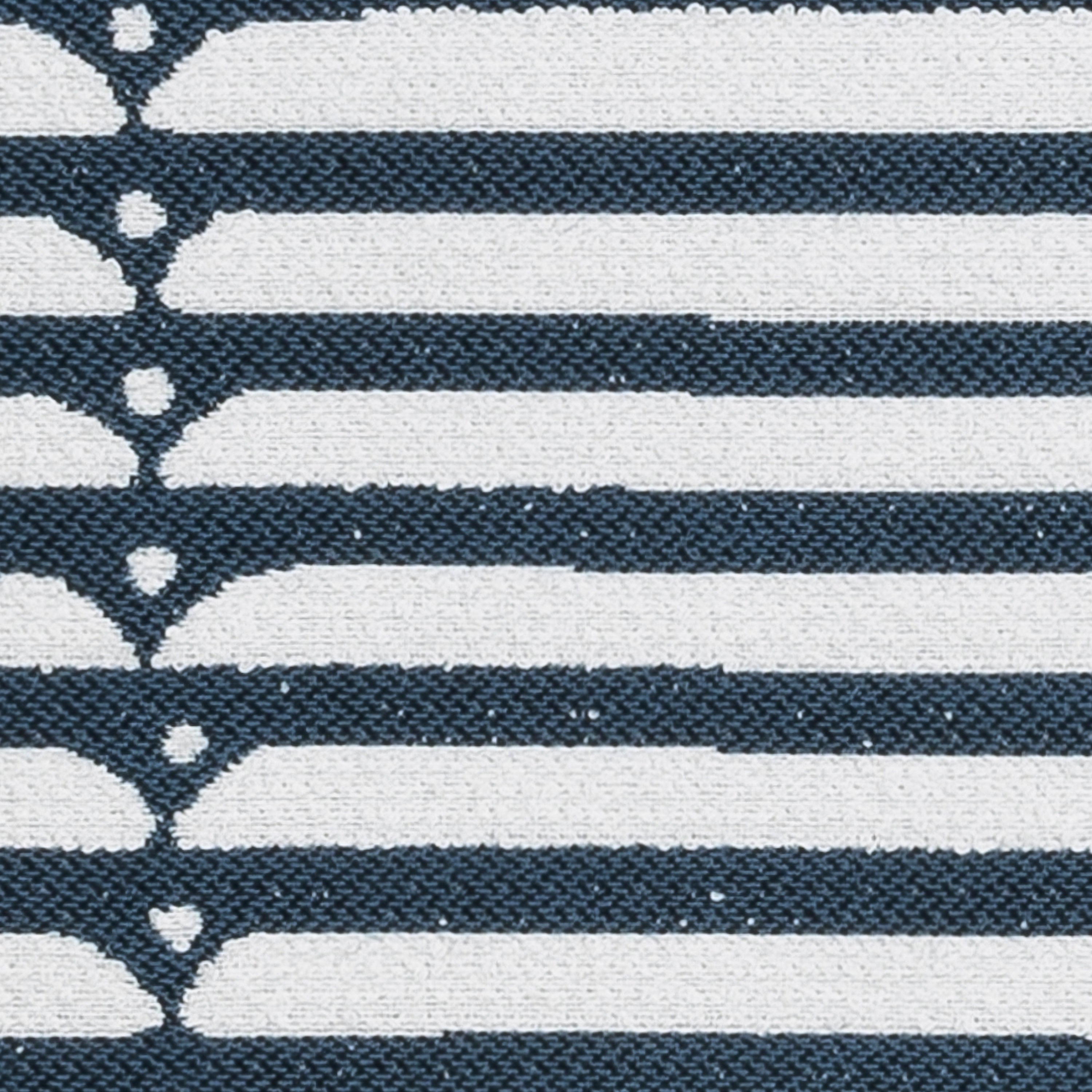 Swatch image of Sophisticated stripe in deep denim on ivory boucle ground outdoor safe woven fabric
