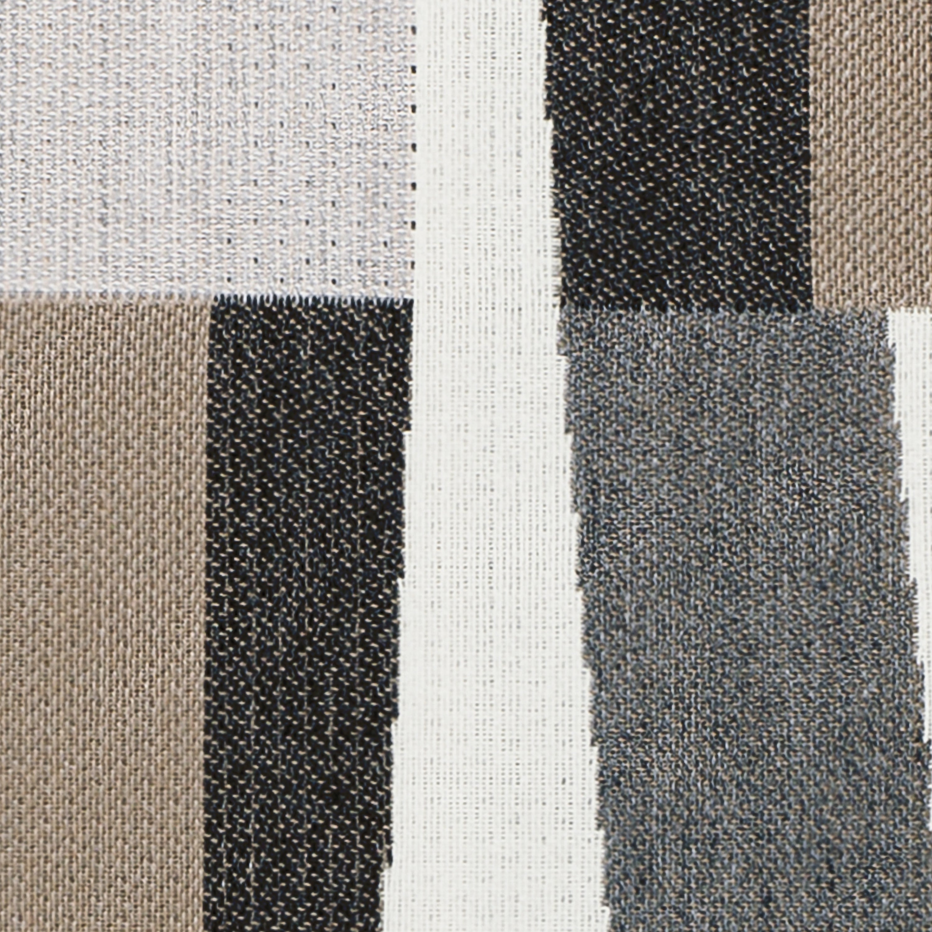 Swatch image of Geometric block stripe outdoor safe woven fabric in neutral tones