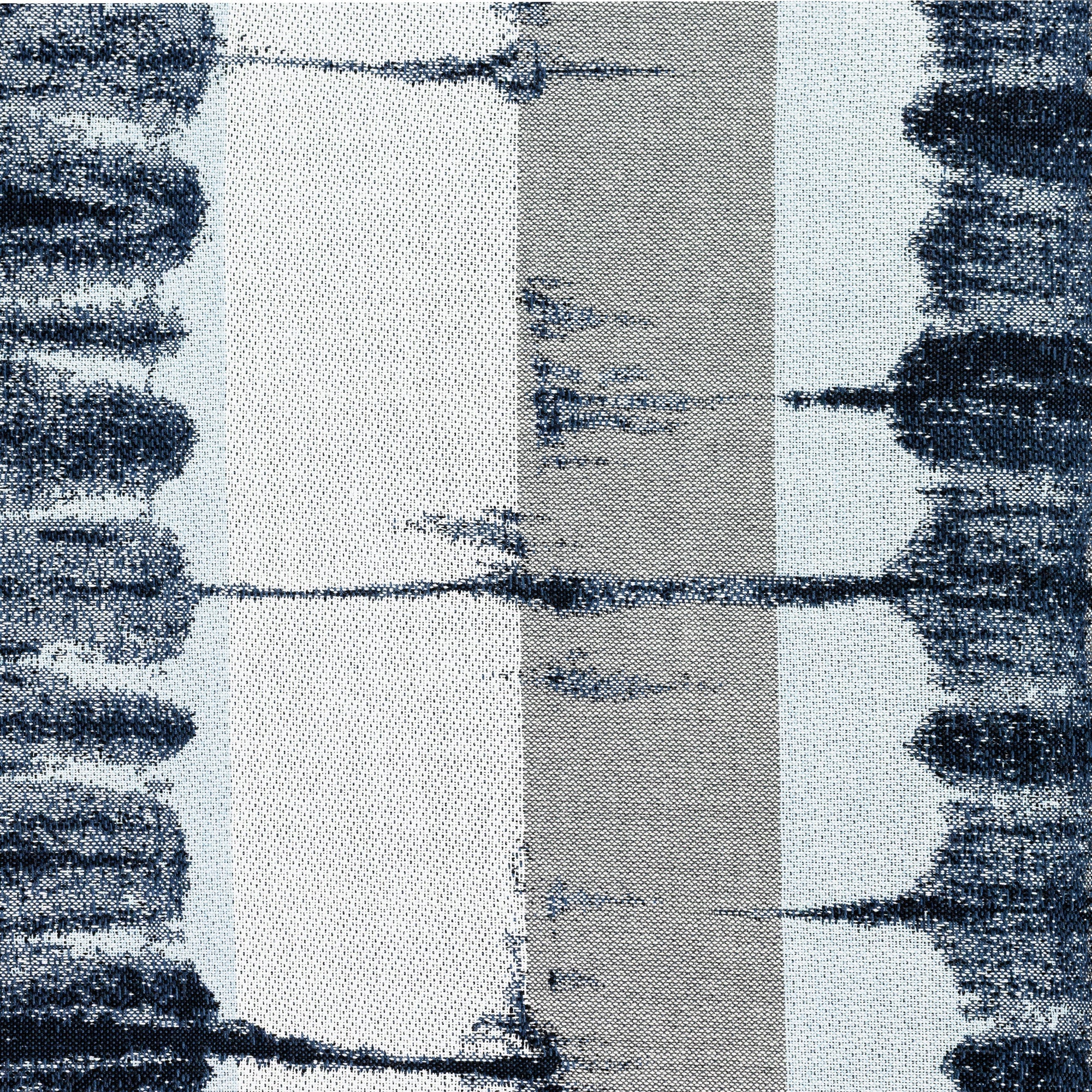 Detail image of Artistic outdoor-safe fabric featuring a hand-dyed Shibori indigo pattern