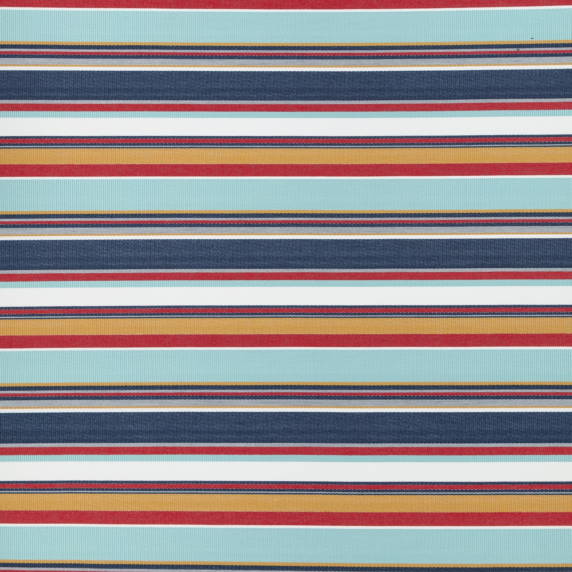 Bold multicolor stripe outdoor safe woven fabric with Mediterranean flair – Sicily Stripe by Elaine Smith-full fabric repeat image