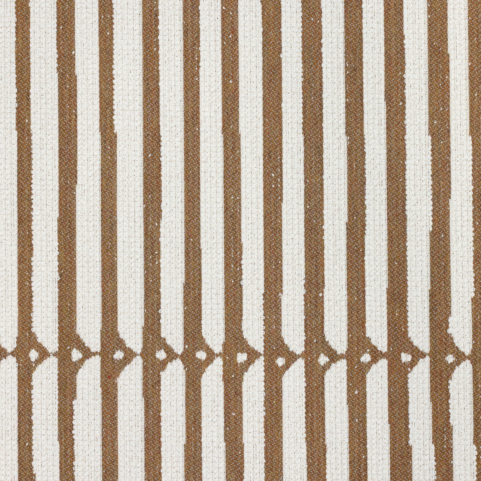 Detail image of Sophisticated stripe in caramel on ivory boucle ground outdoor safe woven fabric